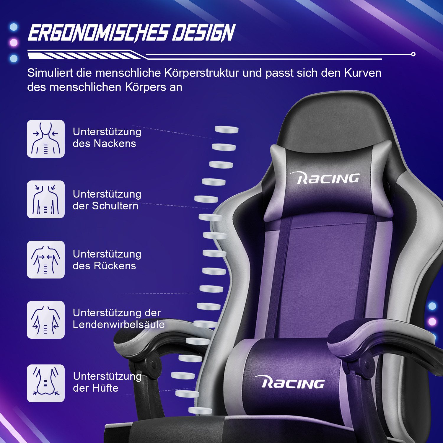 Adormii Gaming-Stuhl Gaming Stuhl ergonomisch Gaming günstig online kaufen