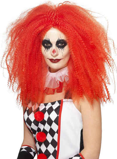 Smiffys Kostüm-Perücke Gekreppte Clownsperücke rot, Auf Zack: voluminöse Perücke für Clowns aller Couleur