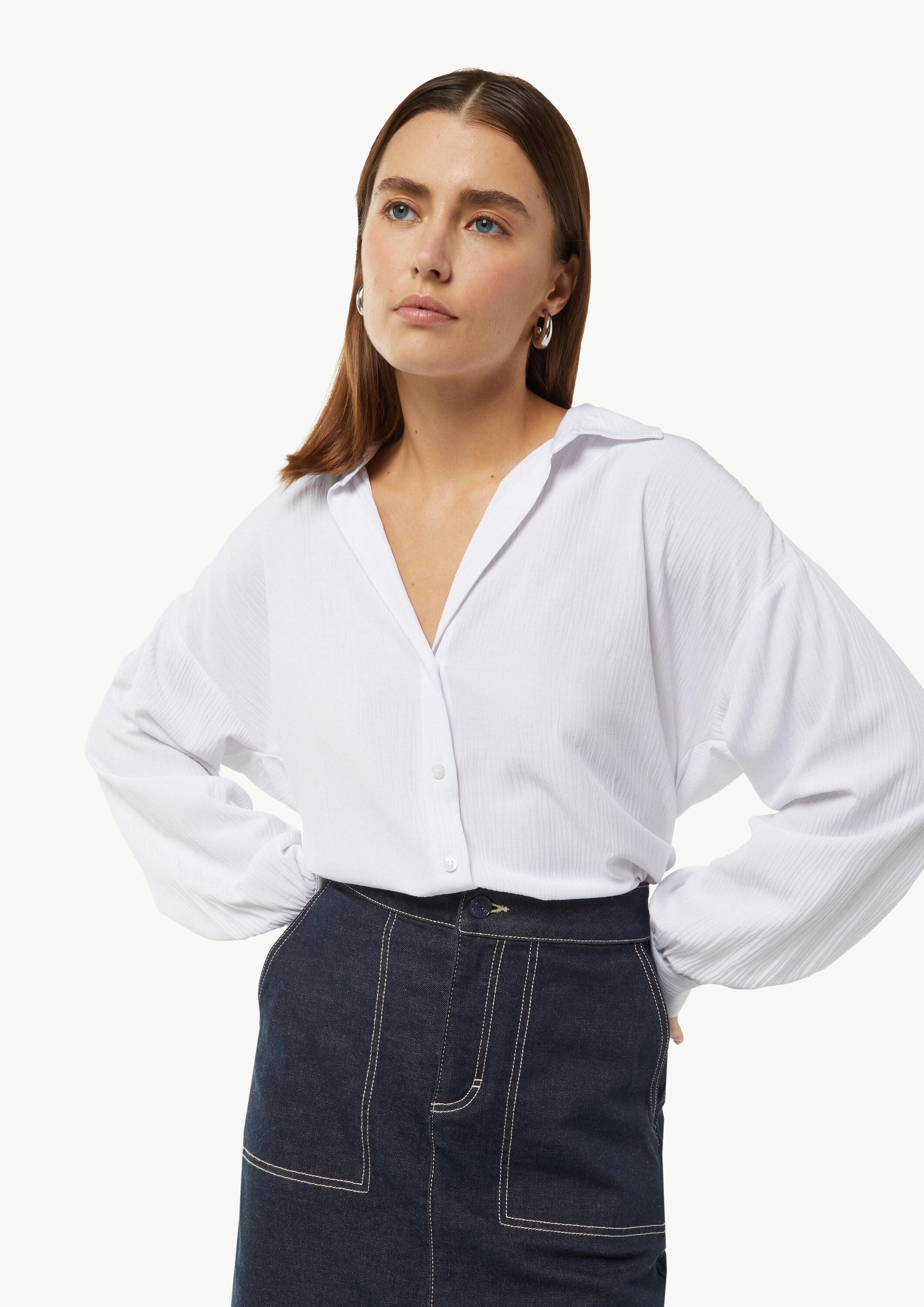 comma Langarmbluse Bluse Strukturierte Bluse mit Hemdkragen