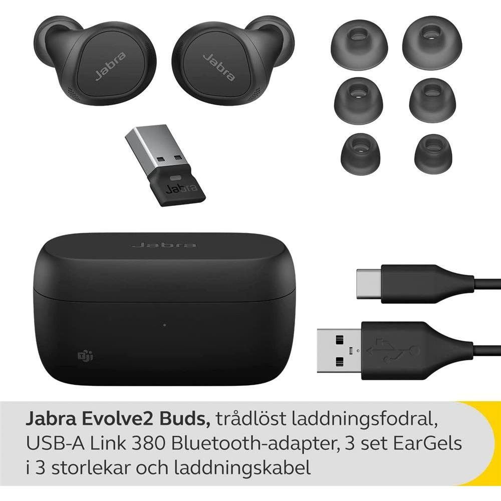 Evolve2 (Bluetooth, USB-A, mit ANC, MS wireless kompatibel) Buds In-Ear-Kopfhörer Jabra Teams