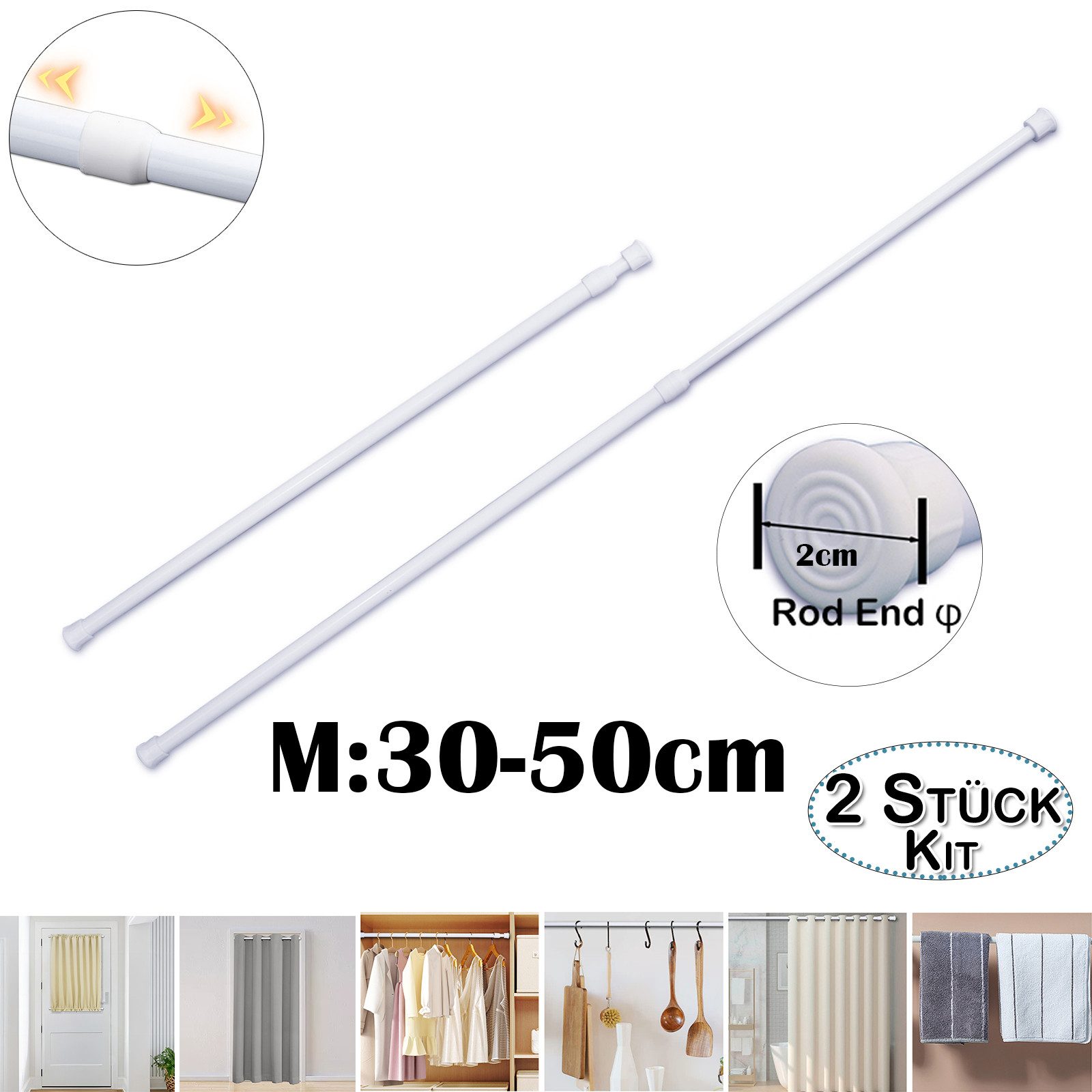 BTTO Wandmontage-Set Klemmstange Ø 20 mm,Vorhangstange,Ausziehbar, günstig online kaufen