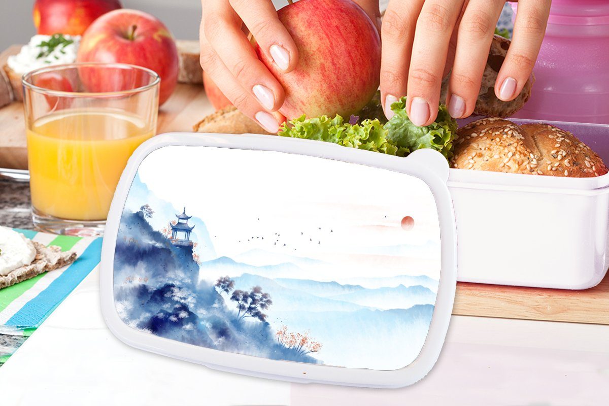 MuchoWow Lunchbox Malerei - und Jungs (2-tlg), weiß Erwachsene, und für Brotbox Brotdose, Mädchen Kunststoff, Kinder - Ölfarbe für Natur
