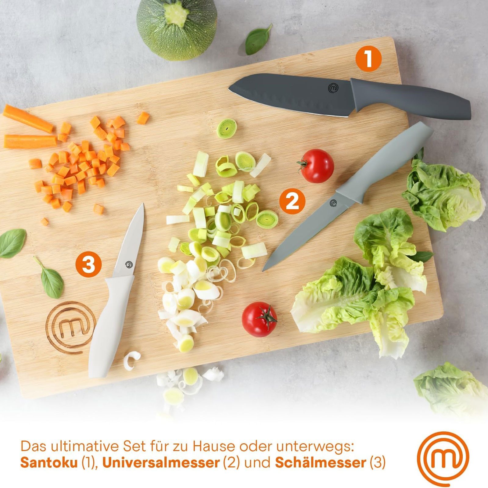 Masterchef Messer-Set 3-teiliges Küchenmesser Set, 3-teilige Messerset in Profiqualität