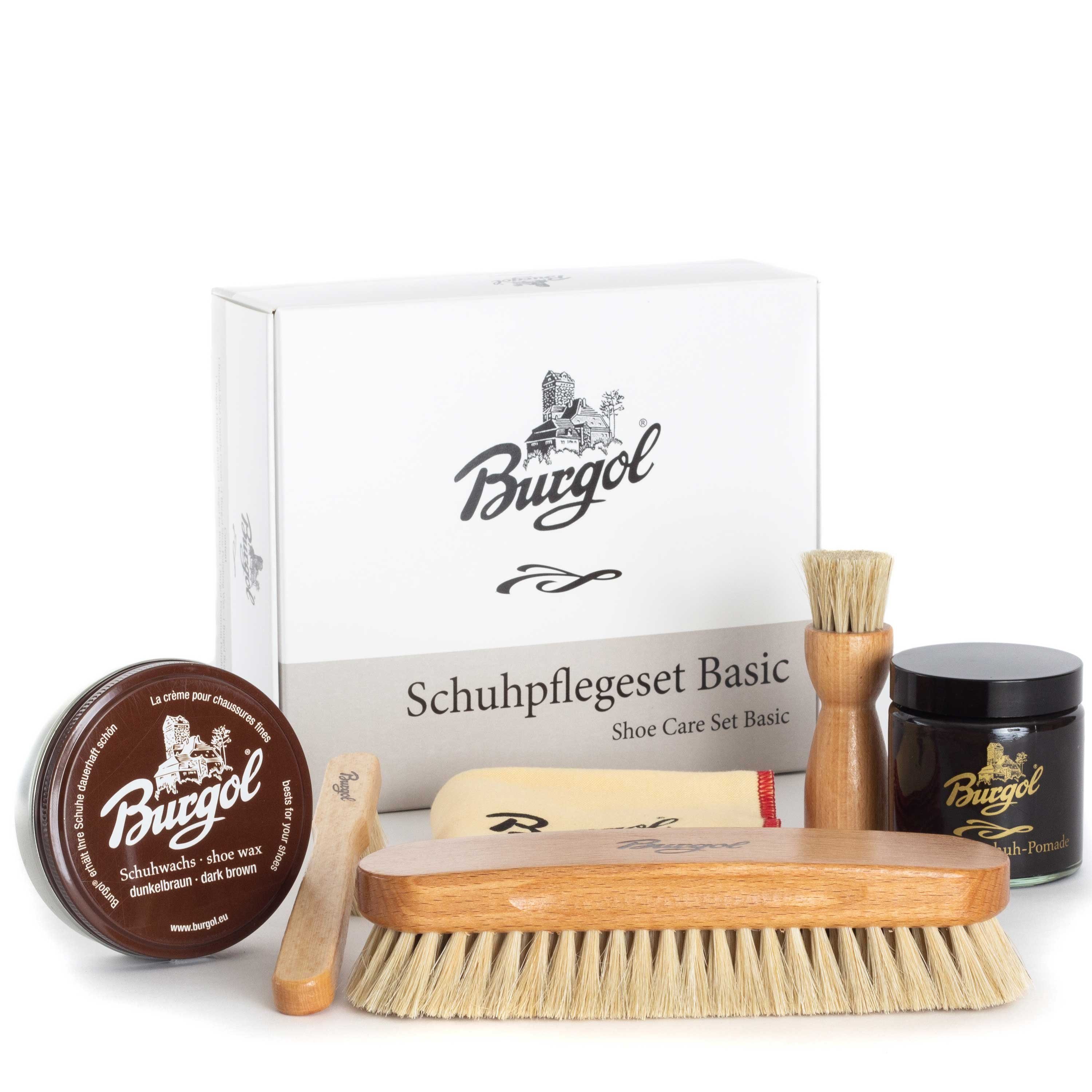 Burgol Schuhpflegeset Basic - das perfekte Rundumset für Glattleder Lederpflegeset