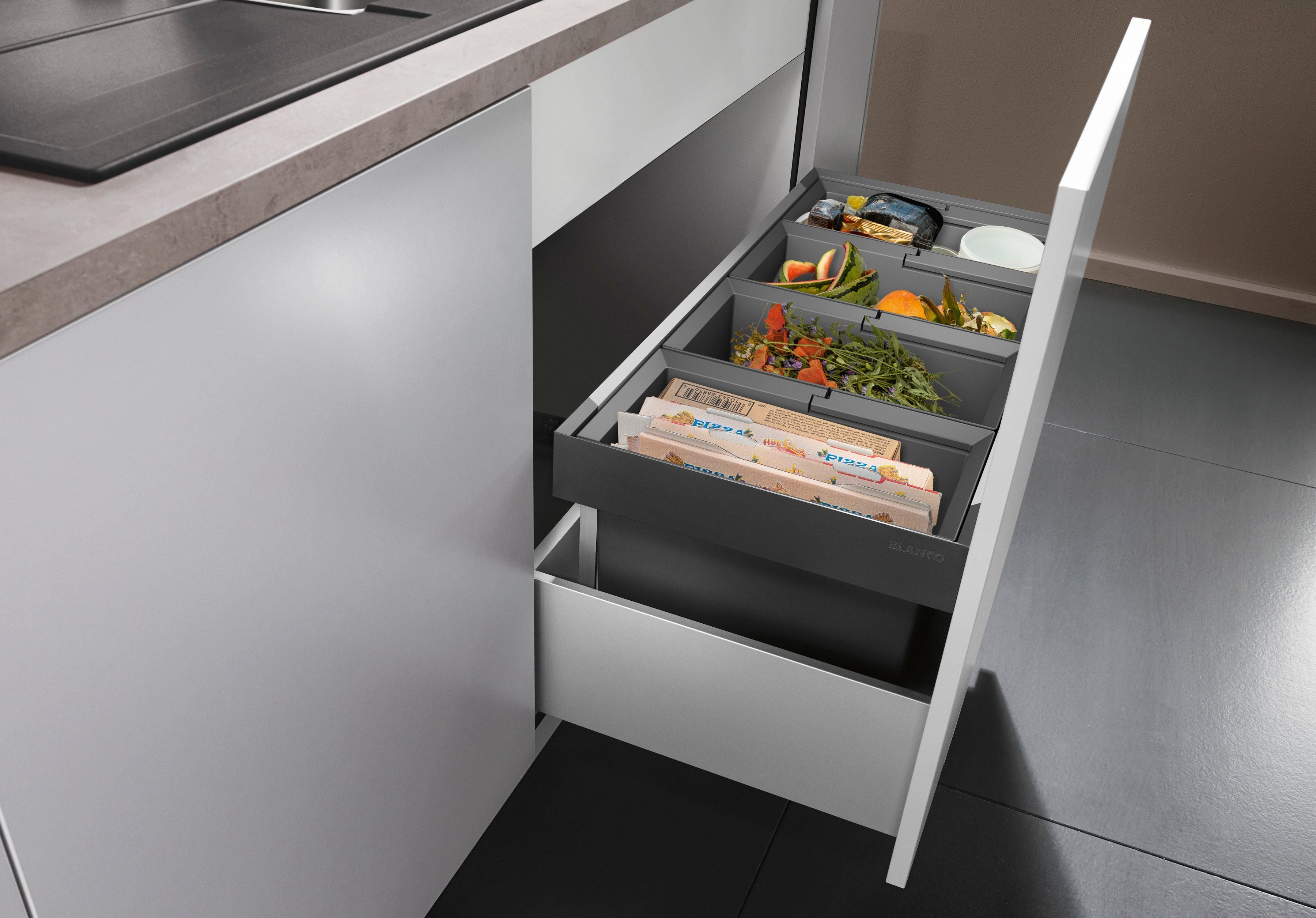 Blanco Mülltrennsystem Flexon II 90/4, Kunststoff, Stahlblech, 900 mm Untermass