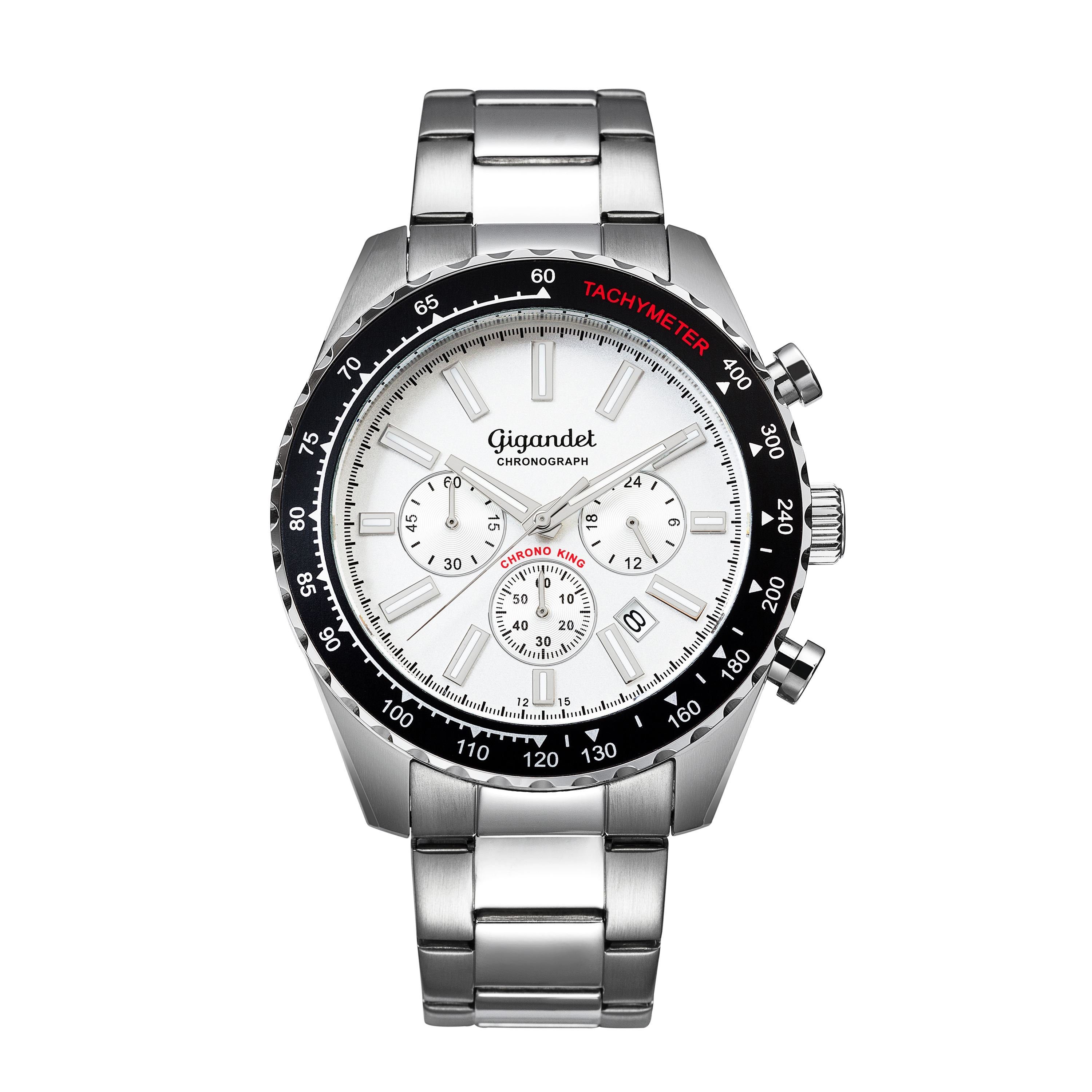 Gigandet Chronograph Chrono King, Mineralglas, Chronograph, Datumsanzeige, 24-Std. Anzeige, Tachymeter