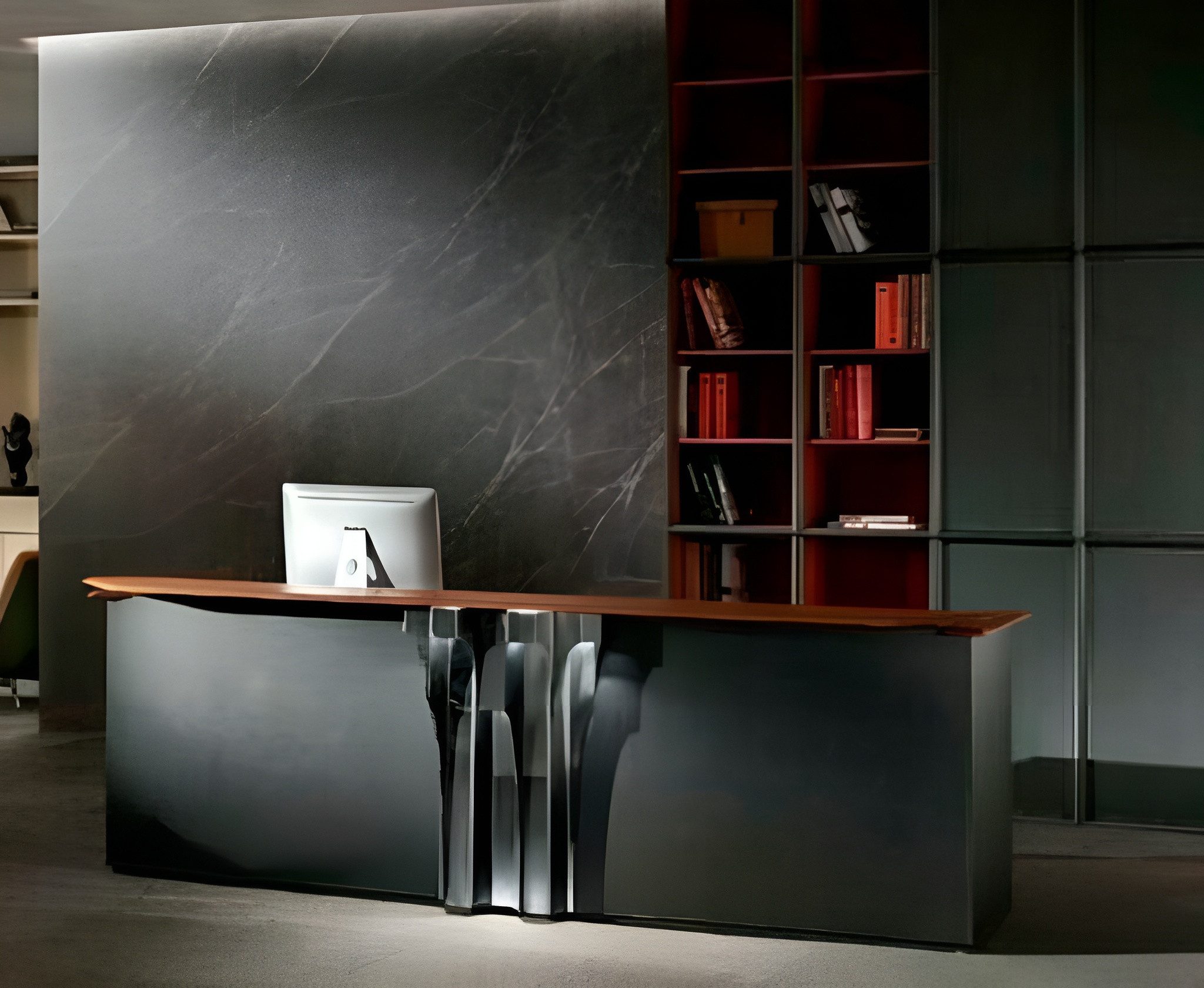 Xlmoebel Empfangstheke Schwarze Empfangstheke aus Holz im modernen Design (Empfangstisch), Hergestellt in Europa