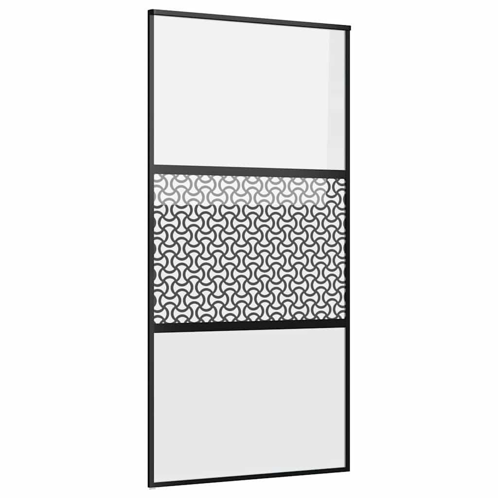 furnicato Schiebetür Glastür 102,5 x 2 x 205 cm Schwarz, Platzsparende Raumtrennung mit verstellbarem Stopper für innen – Bild 2 von 5