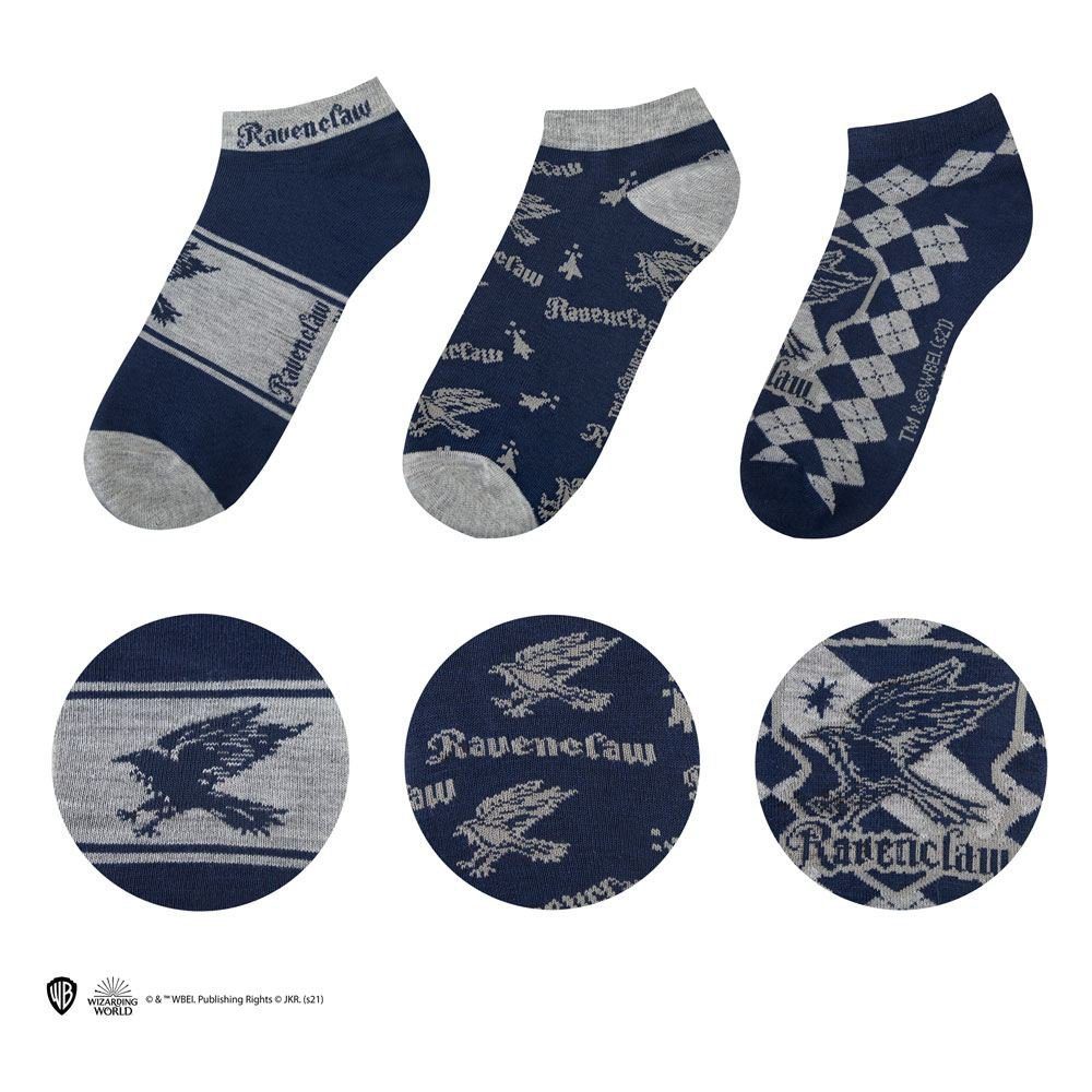 Cinereplicas Носки Ravenclaw Knöchelsocken 3er-Pack Zauberhaft weiche Knöchelsocken für jeden waschechten Harry Potter F
