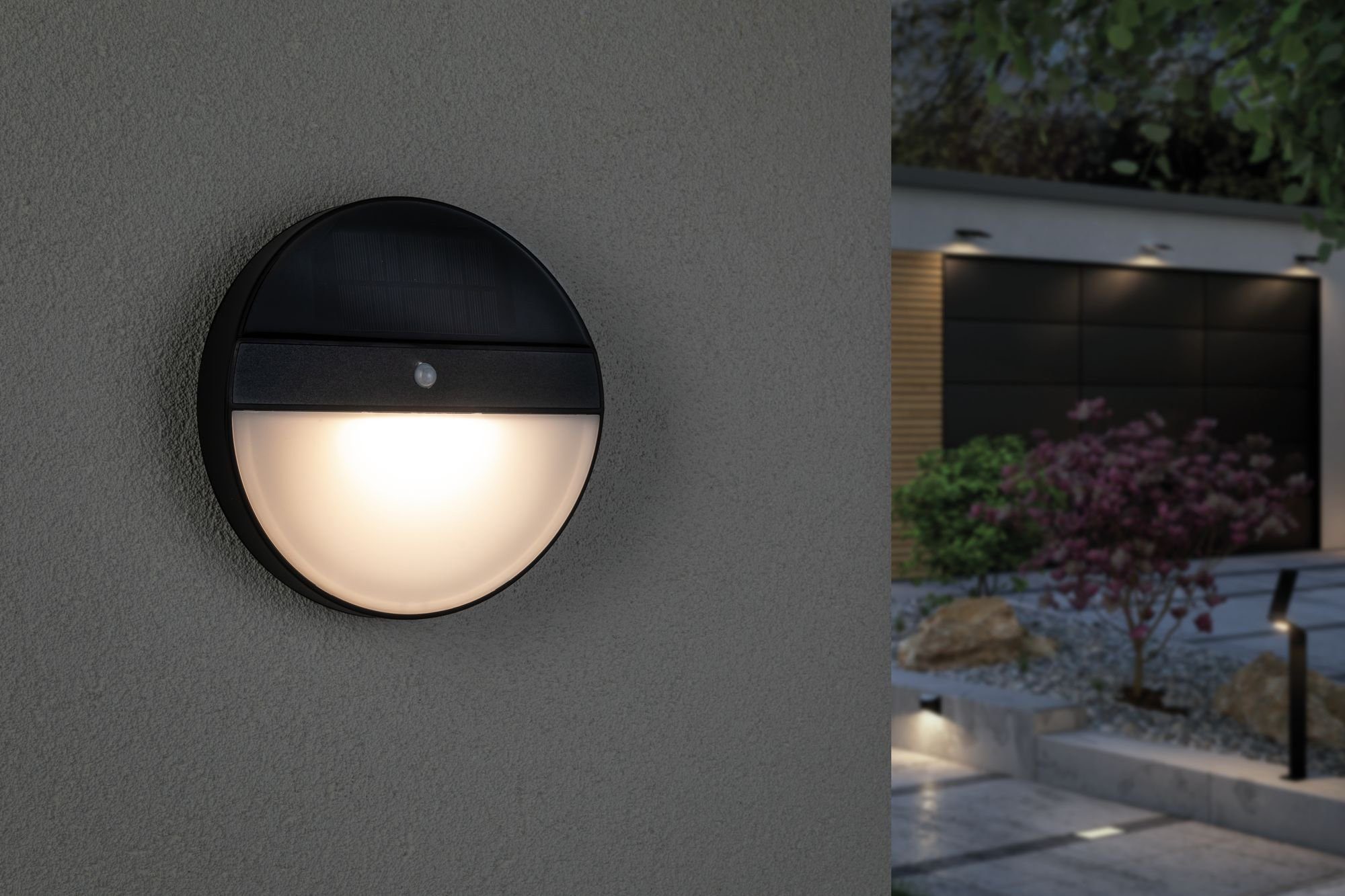 Paulmann LED Außen-Wandleuchte Elois, integriert, fest LED-Board, LED Warmweiß, Solar, Bewegungsmelder, Bewegungsmelder mit