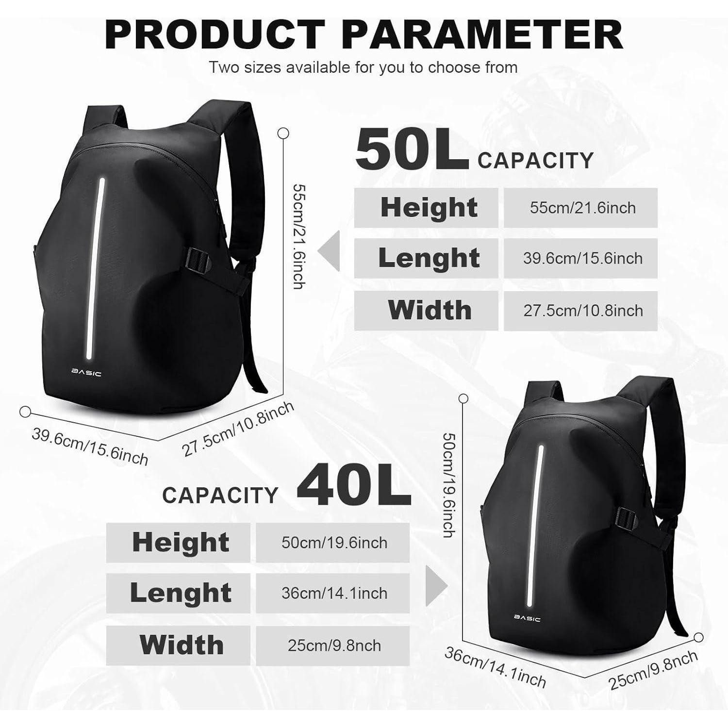 LuxusKollektion Rucksack Motorradrucksack Helmrucksack Laptoptasche Herren Schwarz B-schwarz L
