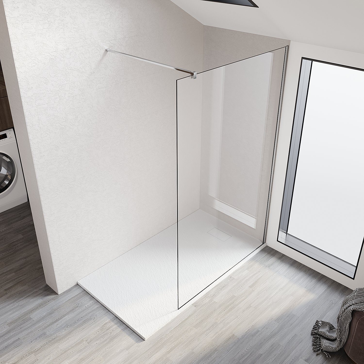 SONNI Duschwand Walk-in-Dusche NANO-GLAS (70cm-120cm) Glas für Dusche mit 8mm, 8mm Einscheibensicherheitsglas, Höhe 200cm