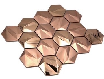 Mosani Mosaikfliesen Edelstahl Hexagon Mosaikfliesen 3D Stahl Rosegold