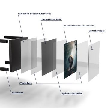 DEQORI Couchtisch 'Elefant im Wald', Glas Beistelltisch Glastisch modern