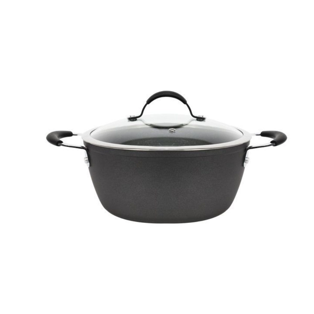 alesvelt Kochtopf mit Glasdeckel Dura 24 / 26 / 28 / 30 cm Induktion antihaft, Aluminium