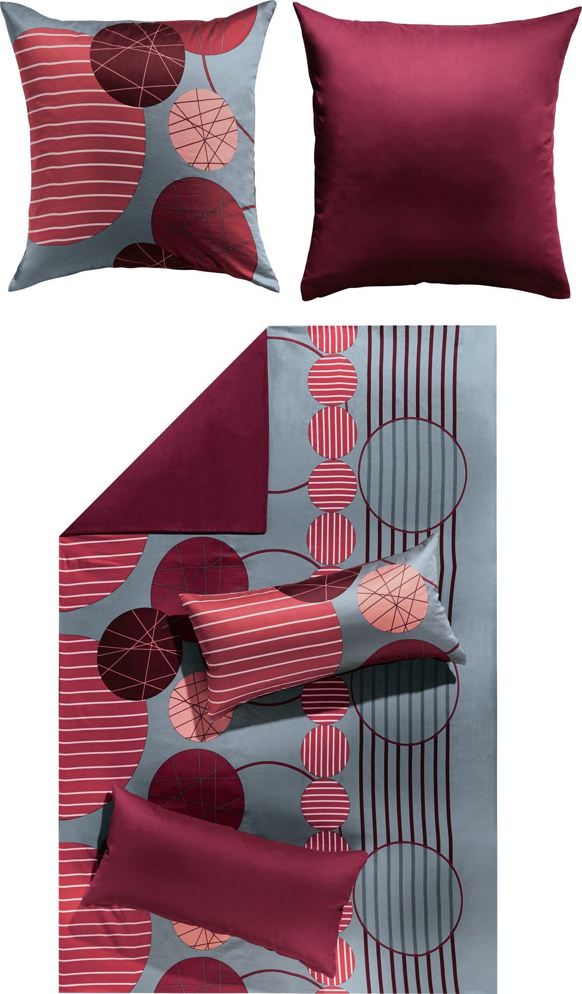Erwin Müller Bettwäsche Wendebettwäsche, Mako-Satin, Mako-Satin Kreise/Grafik