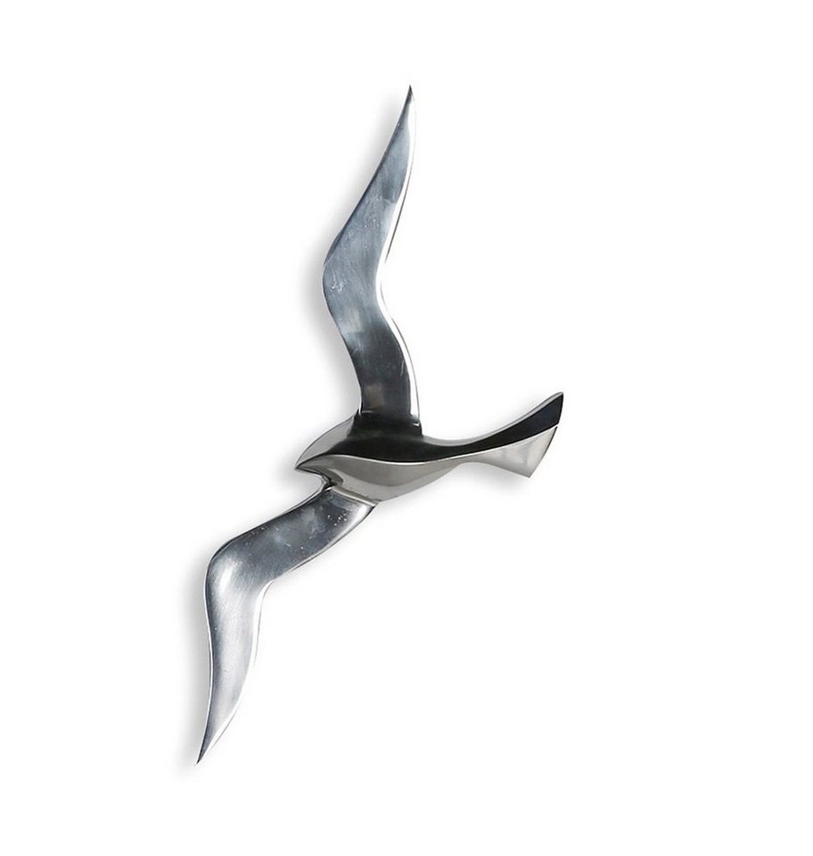 GILDE Dekofigur GILDE Wandobjekt Flying Bird - silber - H. 48cm x B. 19cm