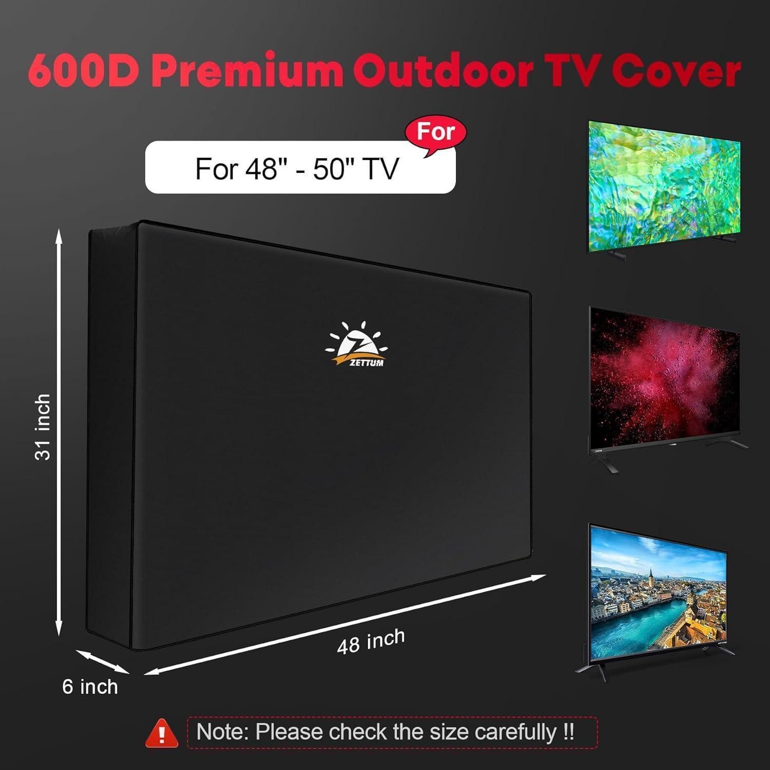 LuxusKollektion Schutzfolie TV Abdeckung 48 50 Zoll 600D 48“ - 50” TV Schwarz