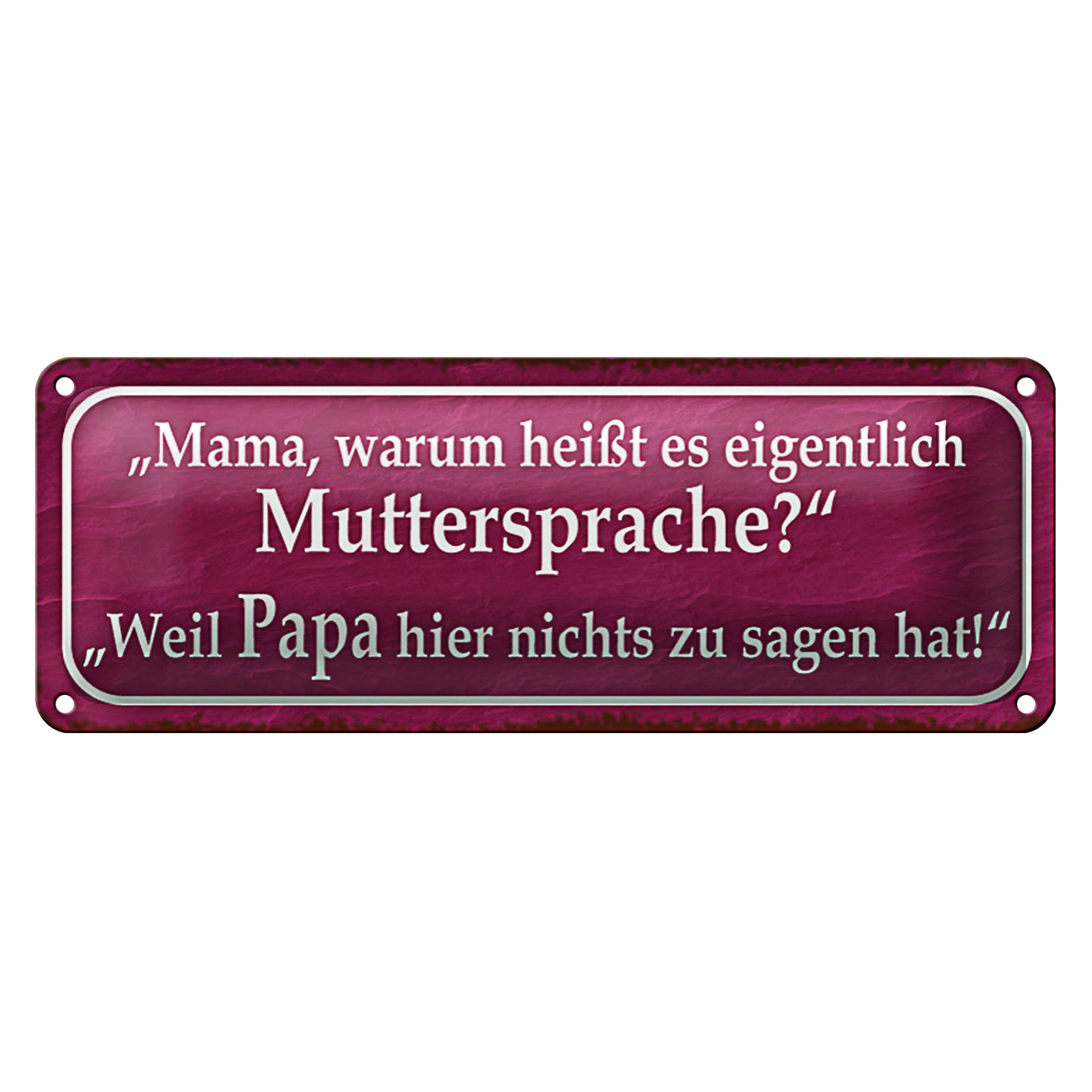Roomando Metallschild Blechschild Spruch 27x10cm Muttersprache Papa nichts sagen Dekoration