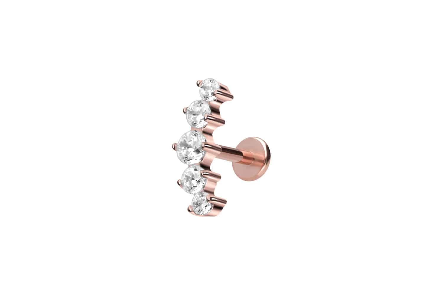 Piercing-Set Titan Labret mit Innengewinde 5 EINGEFASSTE KRISTALLE