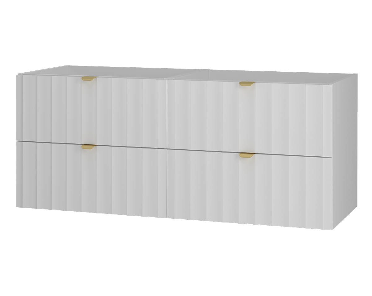 einfachgutemoebel Waschtisch-Set Waschtischunterschrank 120cm RAILIQUE, Matt-Weiß, (Badmöbel Set, 1-St., Waschtisch Unterschrank)