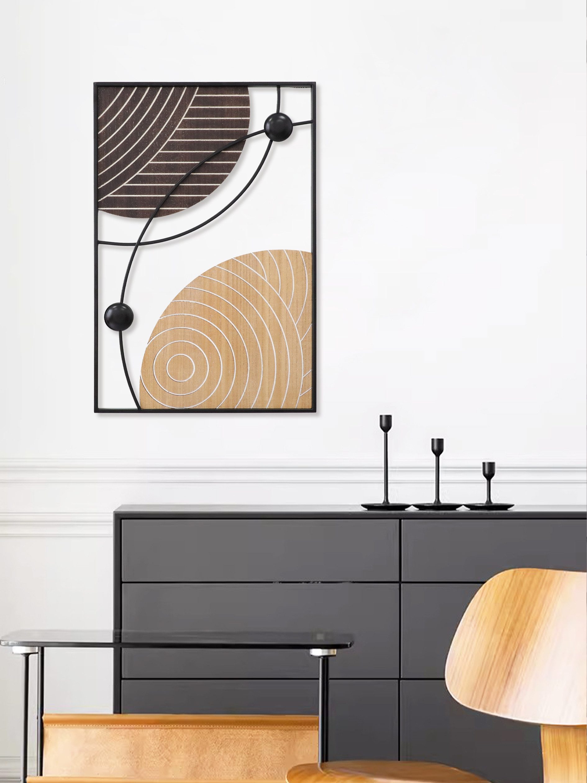 Kobolo Wandbild Metallbild Wanddeko - FENGARI schwarz und braun, Kreise, Ho günstig online kaufen