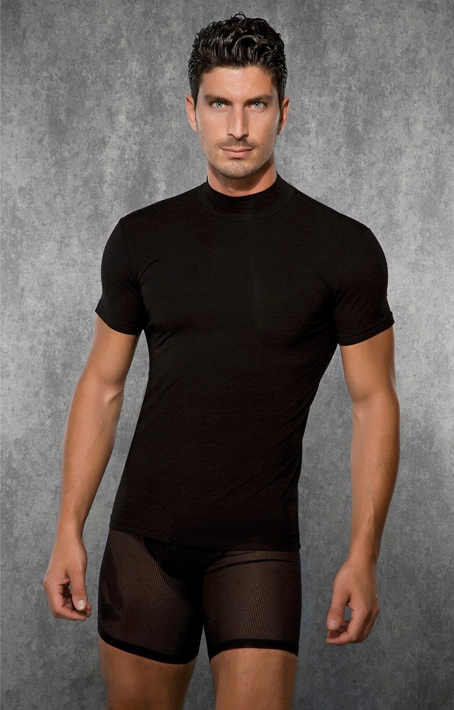 DOREANSE T-Shirt Herren Slim Fit T-Shirt mit Stehkragen 2730 günstig online kaufen
