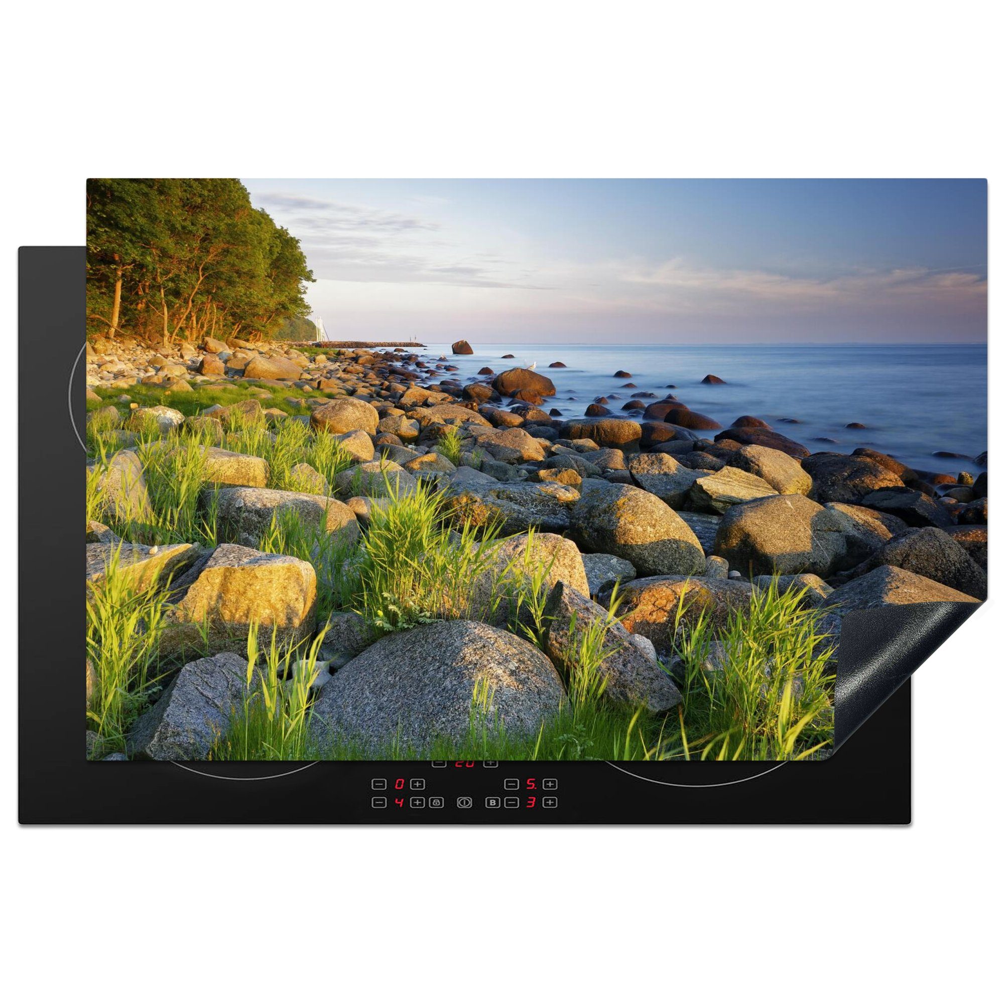 am küche, Wasser Jasmund, tlg), cm, für Induktionskochfeld Vinyl, im Ceranfeldabdeckung Steine Schutz Herdblende-/Abdeckplatte Nationalpark die (1 81x52 MuchoWow