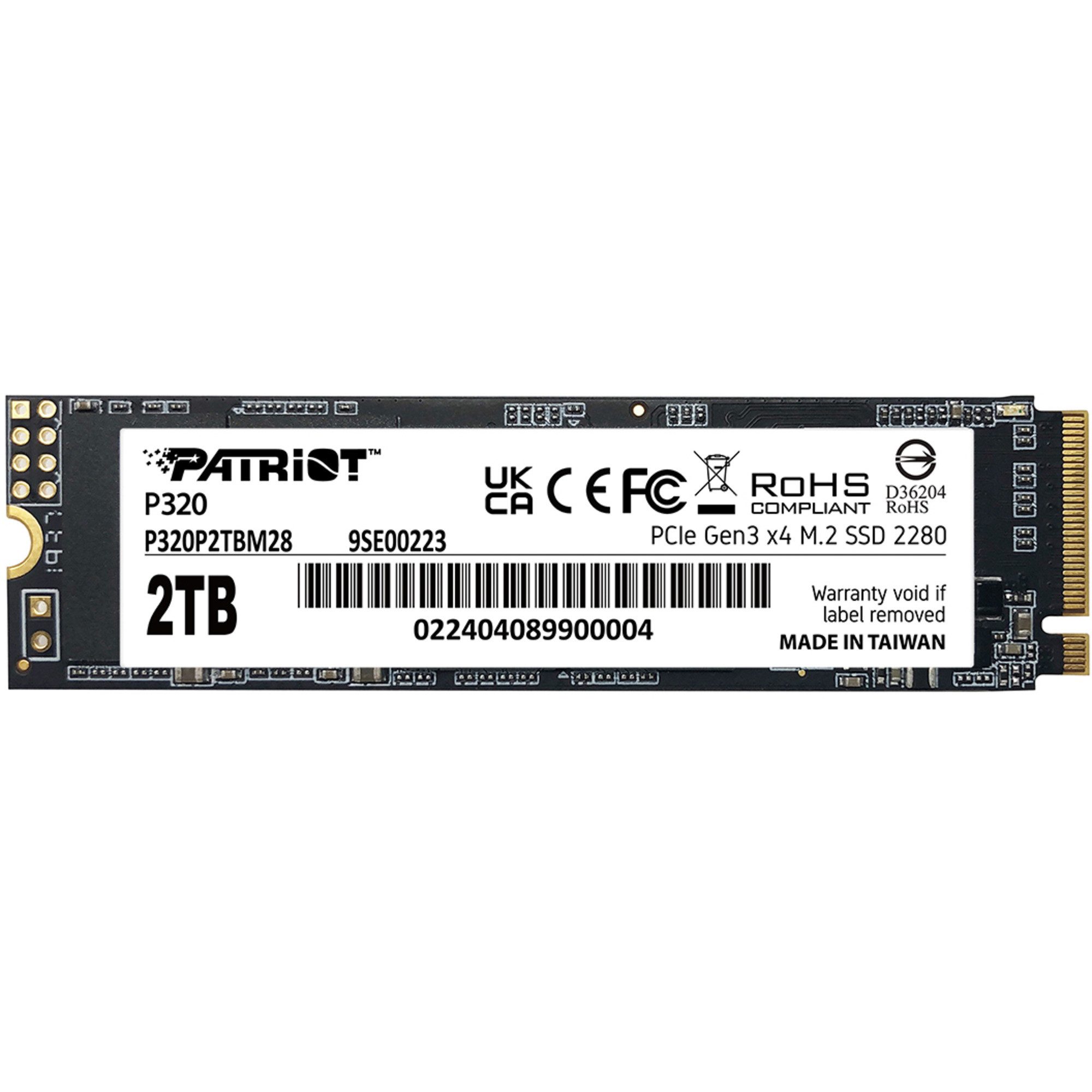 Patriot Patriot P320 2 TB, SSD, (PCIe 3.0 x4, NVMe 1.3, interne HDD-Festplatte (2 TB) Steckkarte"