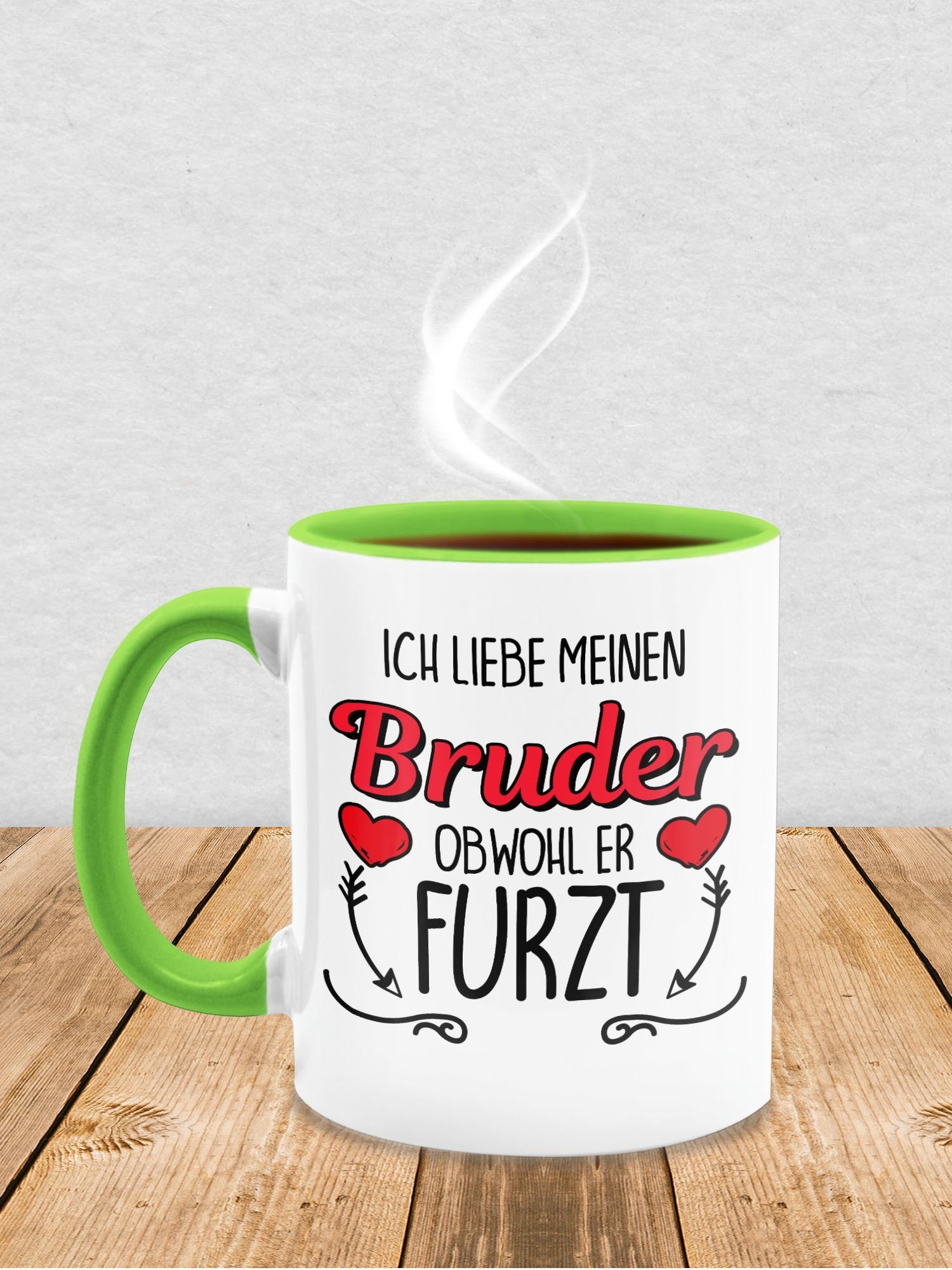 Pfeile, Keramik, Bruder & Bruder er 2 Shirtracer liebe meinen Herze - Tasse Hellgrün Ich furzt obwohl