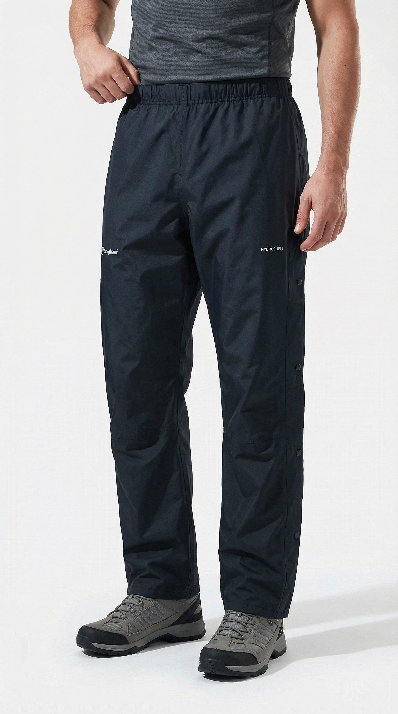 Berghaus Regenhose DELUGE PRO 2.0 RAIN-PANT dreiviertellange Seitenreißverschlüsse, mit Druckknöpfen, wasserdicht