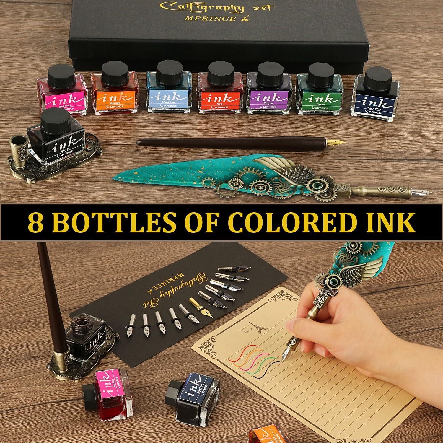Thumbnail - LuxusKollektion Kalligraphie-Stift Kalligraphie Set mit 8 Farben Tinte, 13 Edelstahl Federn, Stifthalter