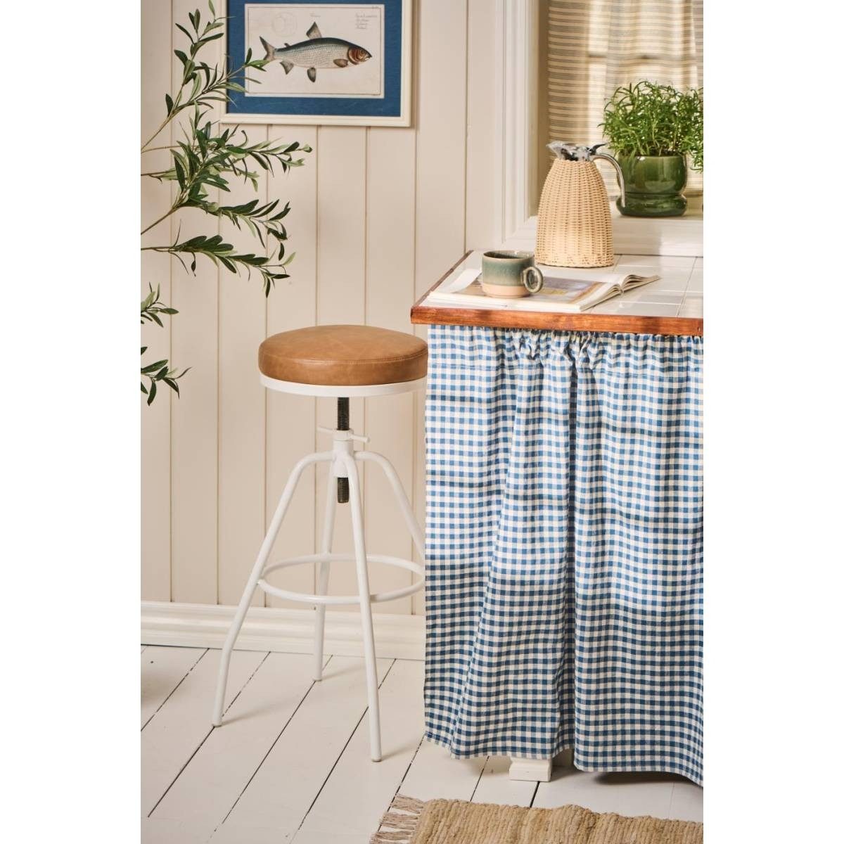 Ib Laursen Barhocker Hocker höhenverstellbar Metallgestell Kunstleder-Sitz bis 77 cm, Kunstleder-Sitzfläche