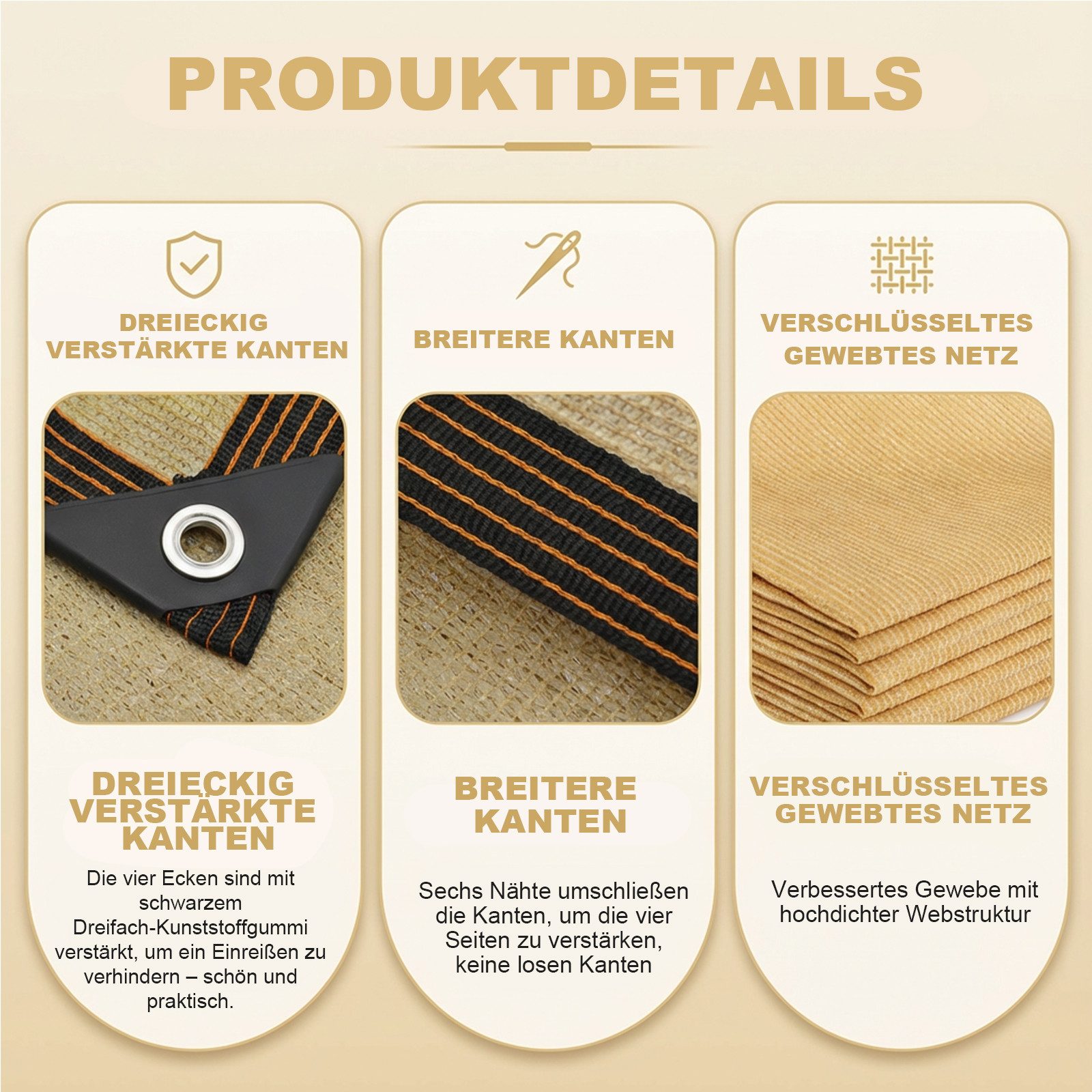 LMaxhome Sonnensegel Sichtschutz Balkon Windschutz mit Ösen UV-Schutz HDPE wetterfest – Bild 5 von 5