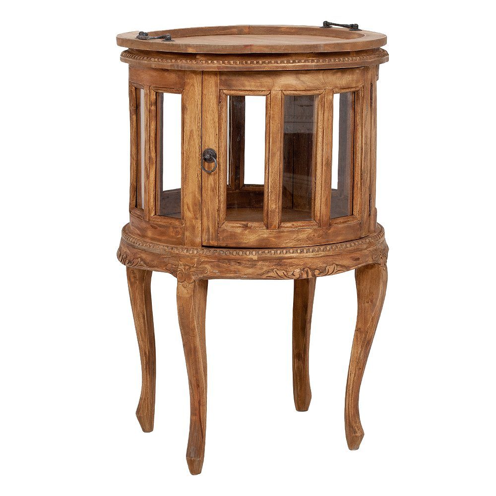 LebensWohnArt Mehrzweckschrank Massivholz Barschrank CORUNA-Rund 50cm Antik günstig online kaufen