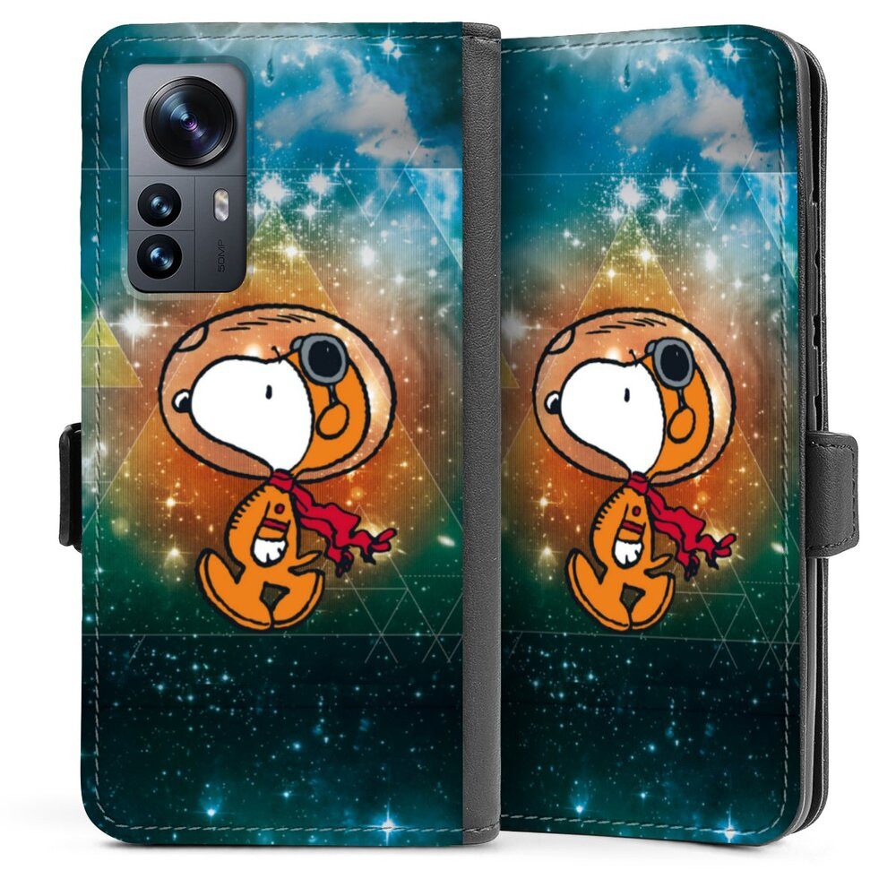 DeinDesign Handyhülle Snoopy Astronaut Offizielles Lizenzprodukt, Xiaomi 12 5G Hülle Handy Flip Case Wallet Cover Handytasche Leder