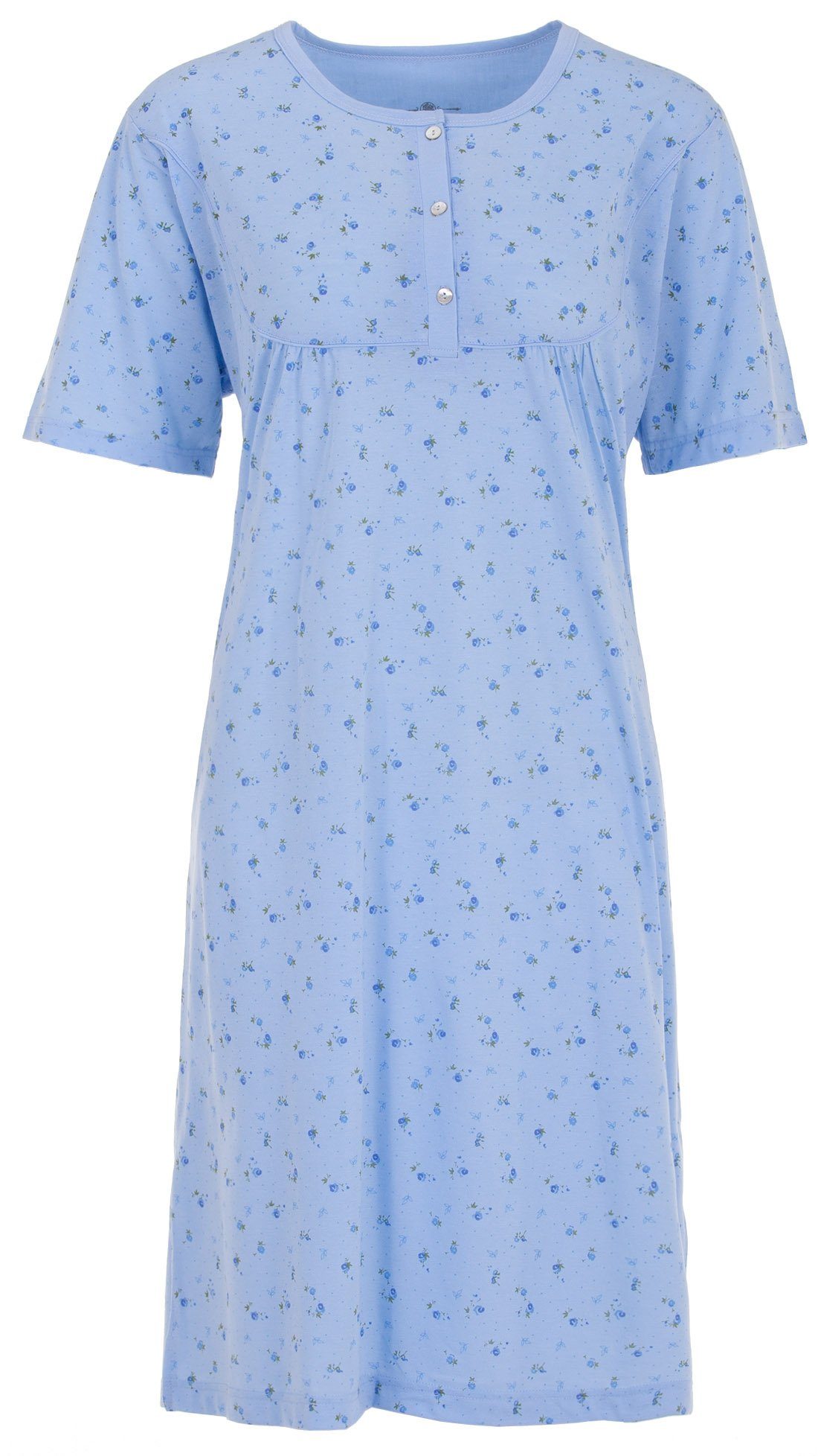 zeitlos Nachthemd Nachthemd Kurzarm - Blümchen blau