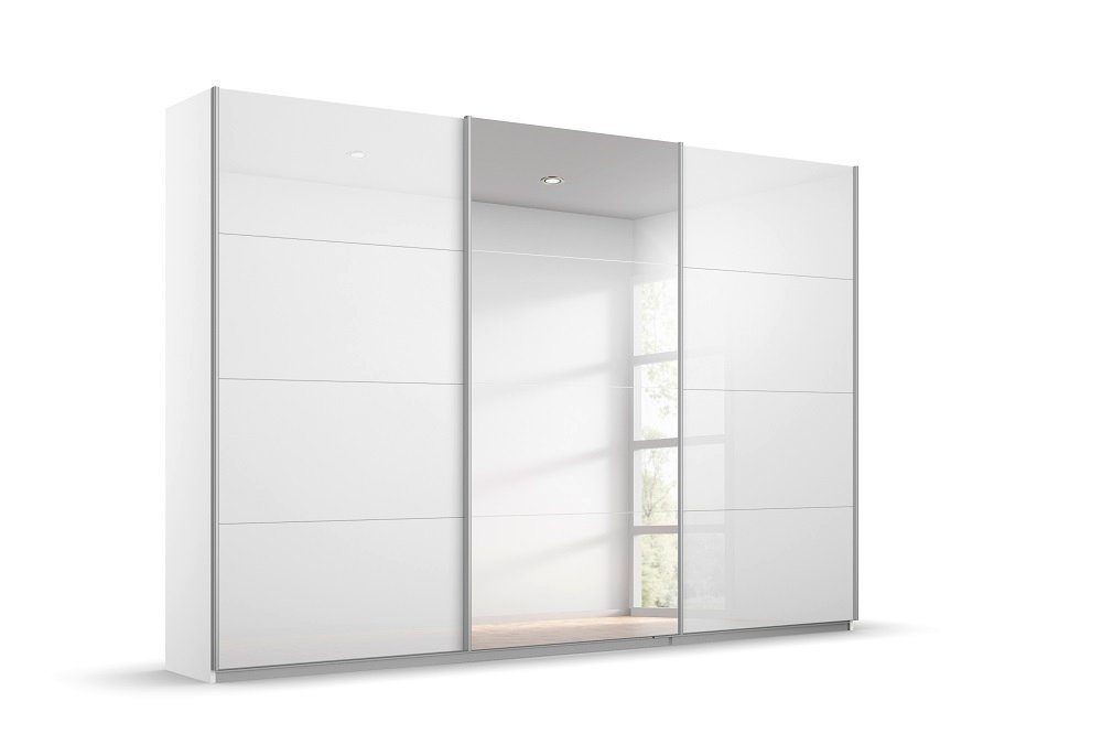 Rauch Möbel Kleiderschrank Schwebetürenschrank Kulmbach, 3-türig, mit Spiegel & Zubehör, weiß