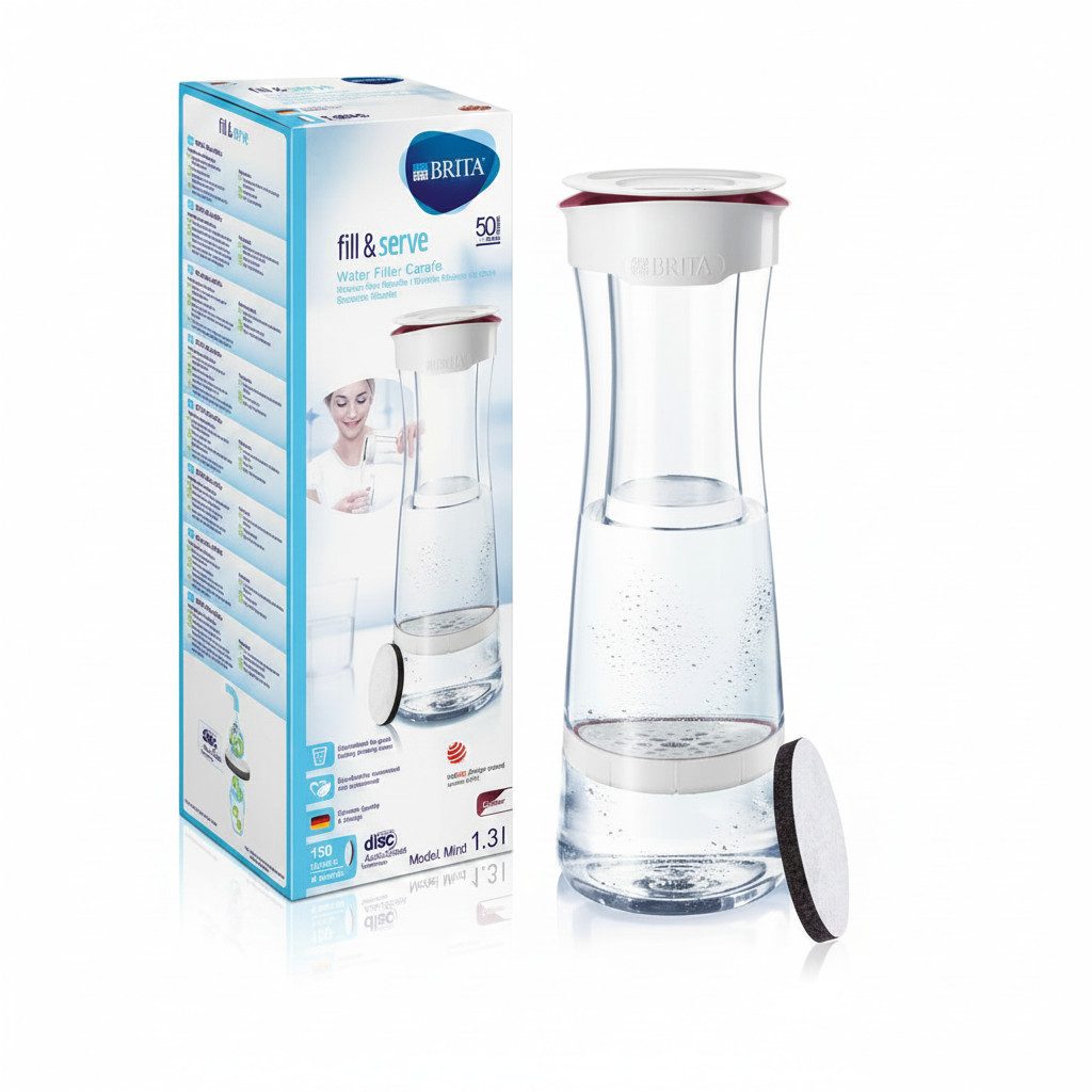BRITA Patronenfilter, Wasserfilter-Karaffe fill&serve 1,3 L Mind white-graphite