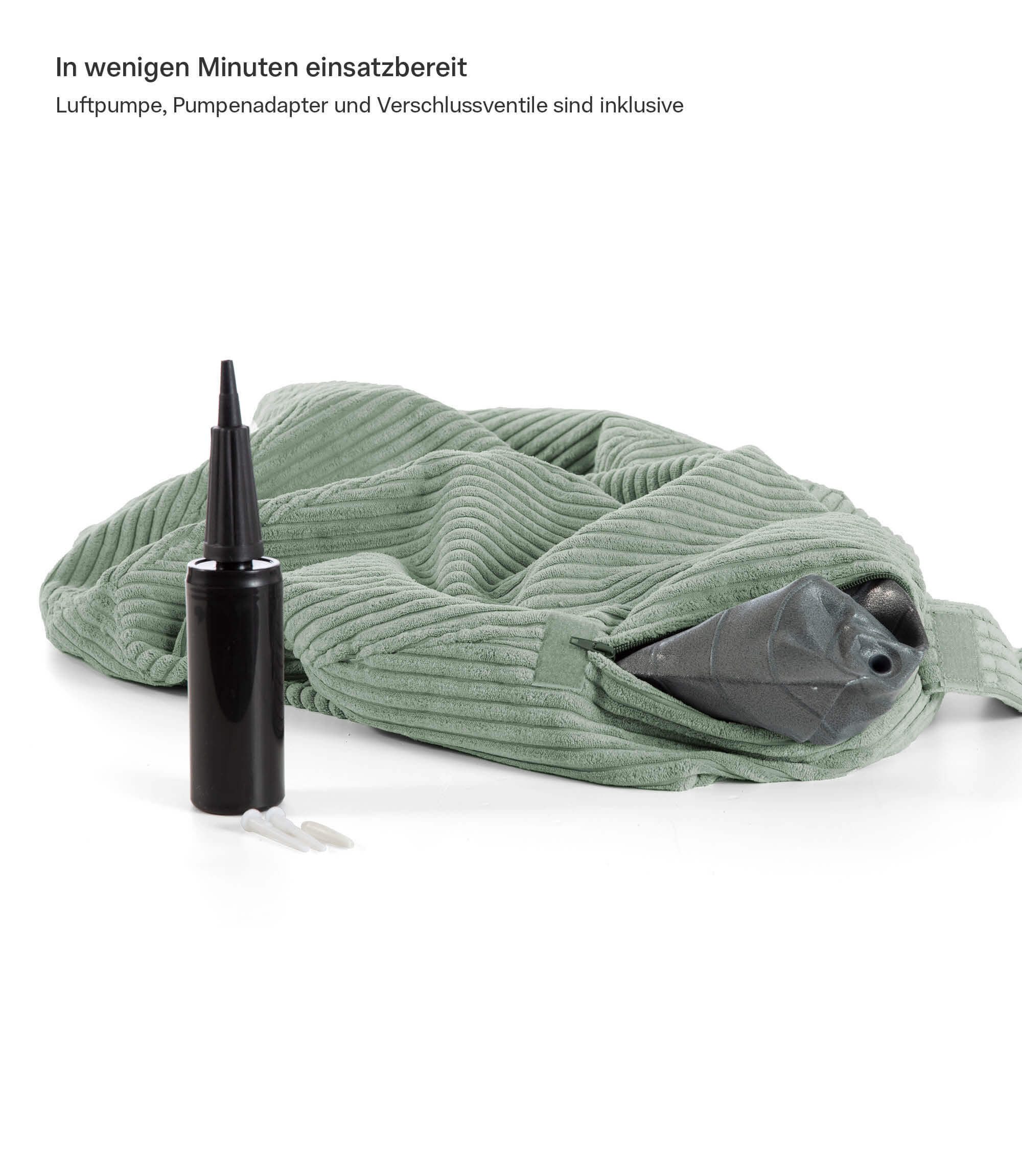 mokebo Sitzball Der Sportliche (mit Cordbezug), ergonomische Sitzmöglichkeit fürs Büro & Homeoffice in Grün