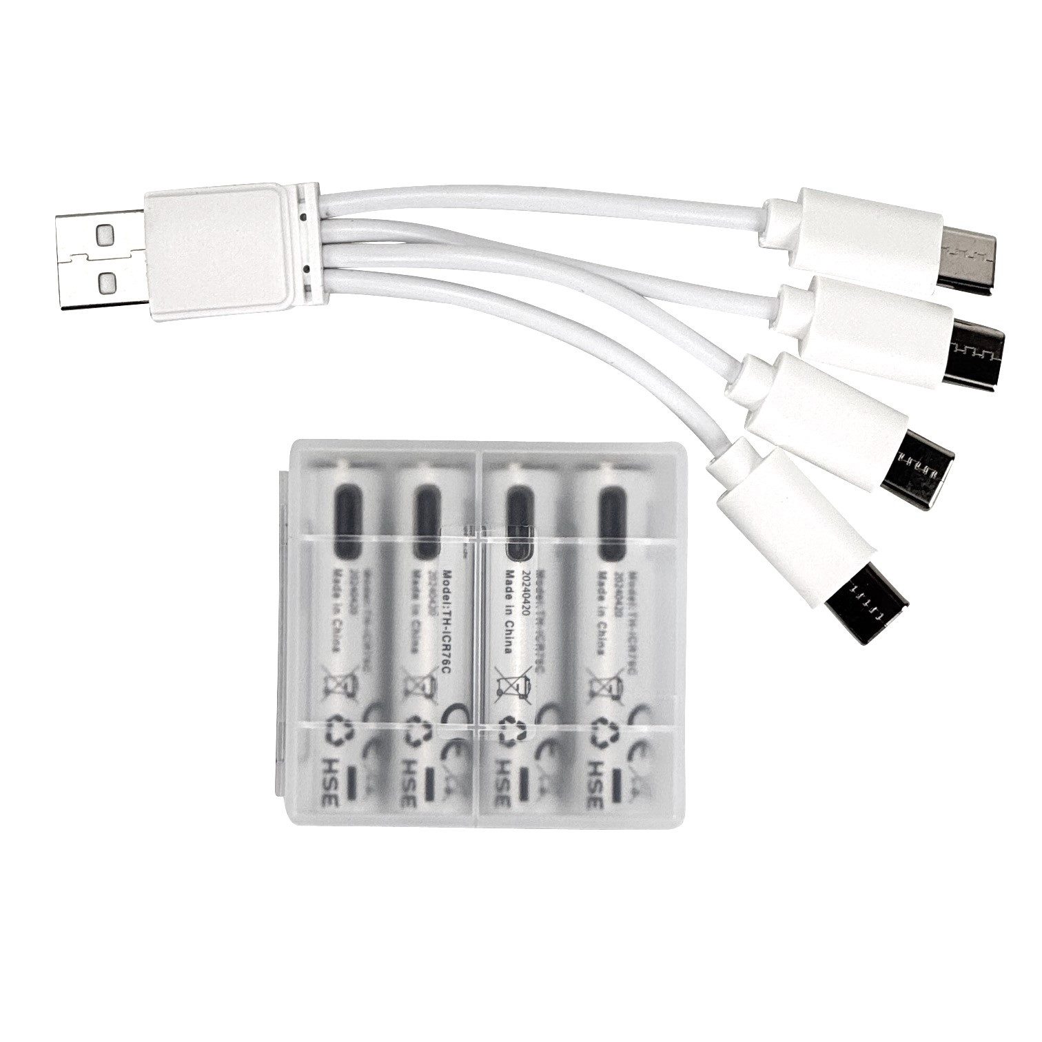 Online-Fuchs AAA Akku USB-C Anschluss inkl Ladekabel, 8 Batterien, wiederaufladbar, Akku-Set Micro AAA 400 mAh (1,5 V), inklusive LED-Ladeanzeige – Bild 4 von 4