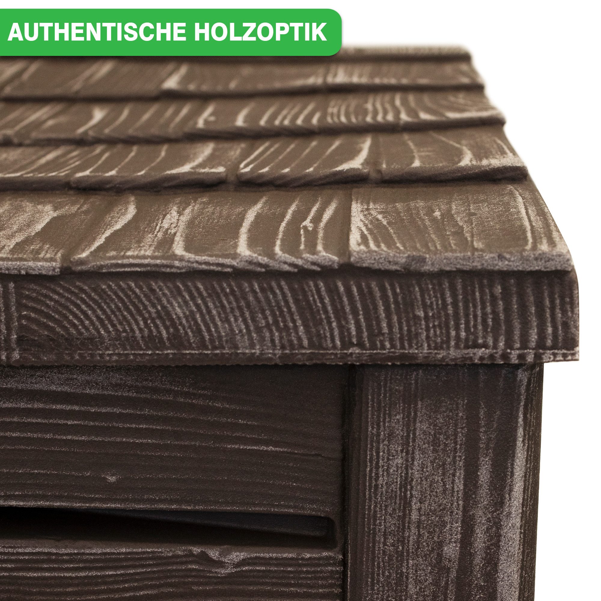 YourCasa Regentonne Regentonne [Slimline Nordic] Eckig und Schmal in Holzoptik, 230 l, Metallgewinde, Holzoptik, Platzsparend, Revivionsöffnung, 60x40x130cm