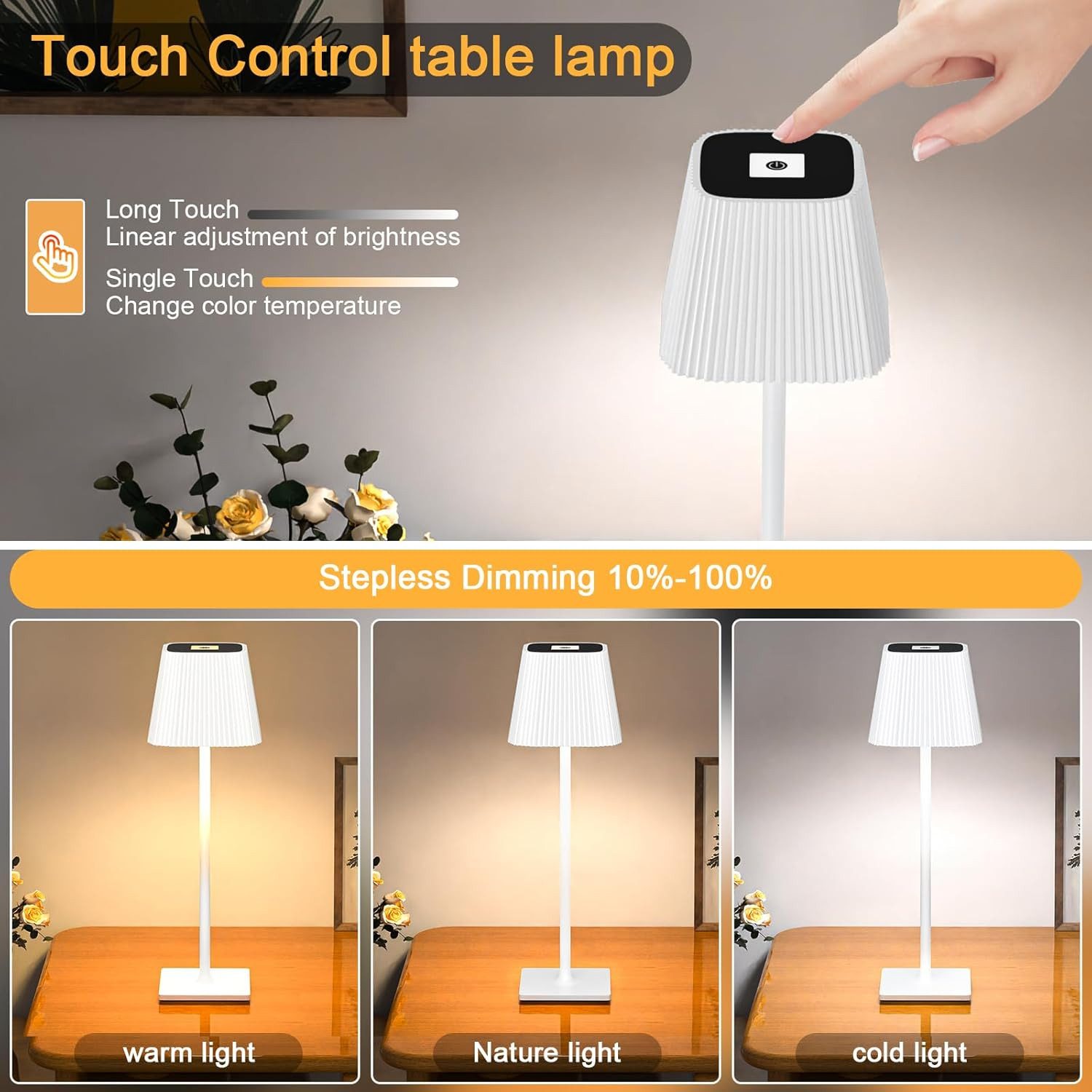 skelo LED Tischleuchte Tischlampe Kabellos, Dimmbare Tischleuchte LED mit 3 günstig online kaufen