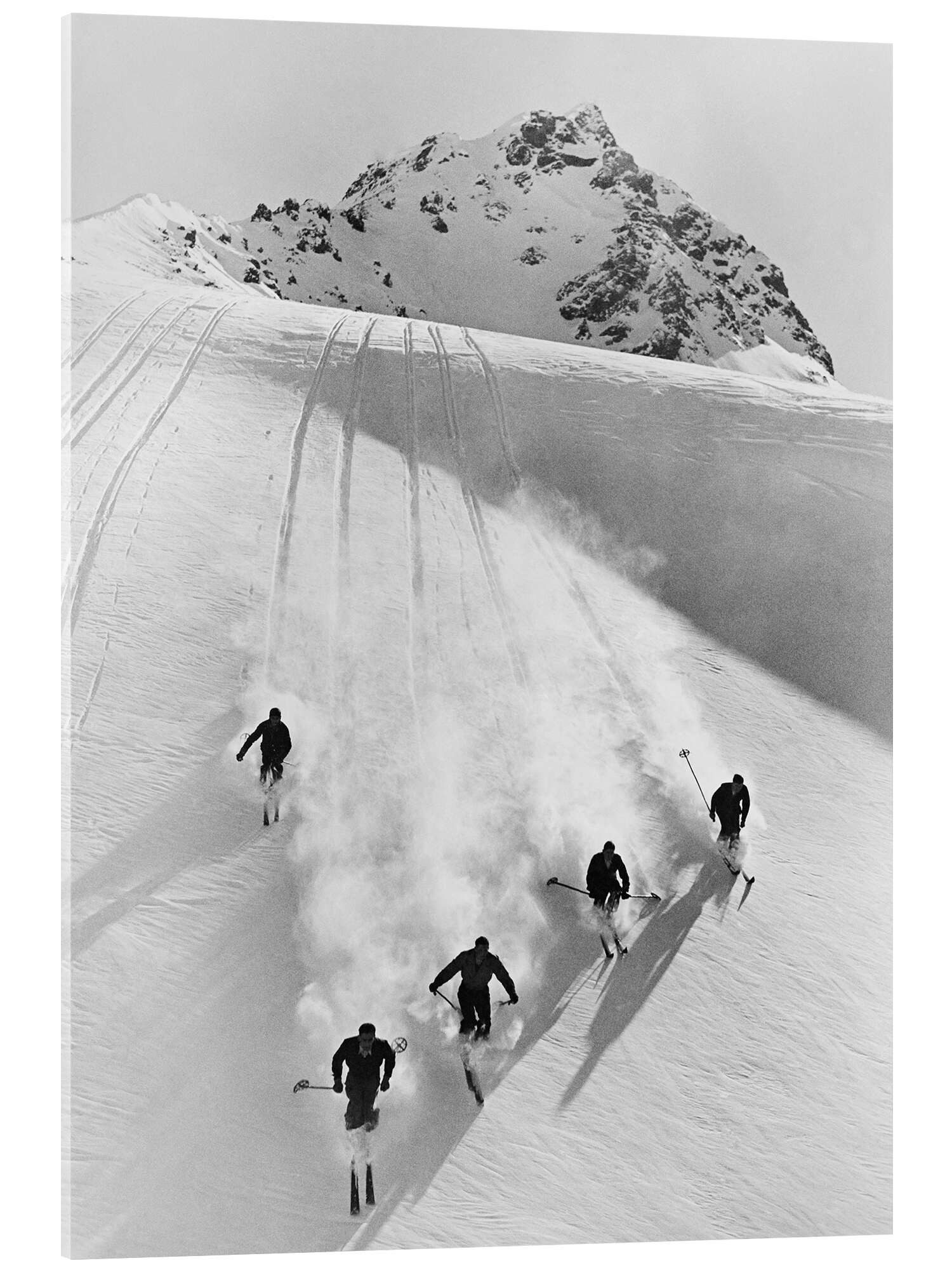 Posterlounge Wandbild Abfahrtslauf in den Schweizer Alpen, Vintage Ski Collection, erhältlich als Poster, Leinwandbild, Wandsticker oder Acrylglasbild