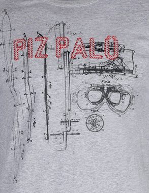 Piz Palü Langarmshirt Herren Pullover "Taching", 020007 - Grau Melange mit Printmotiv (1-tlg)
