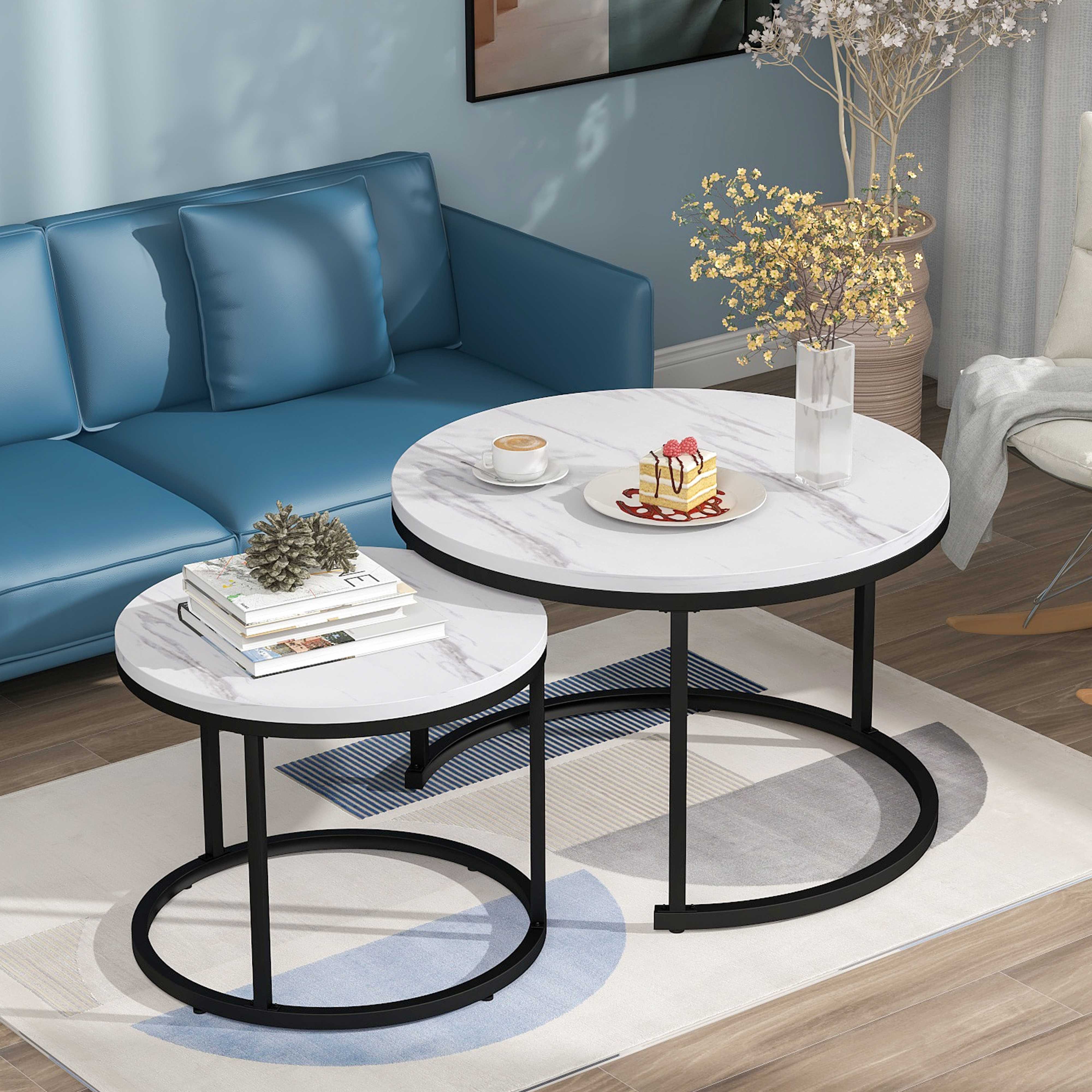 BlingBin Couchtisch Kaffeetisch Beistelltisch Wohnzimmertisch (2-St., Rund, günstig online kaufen