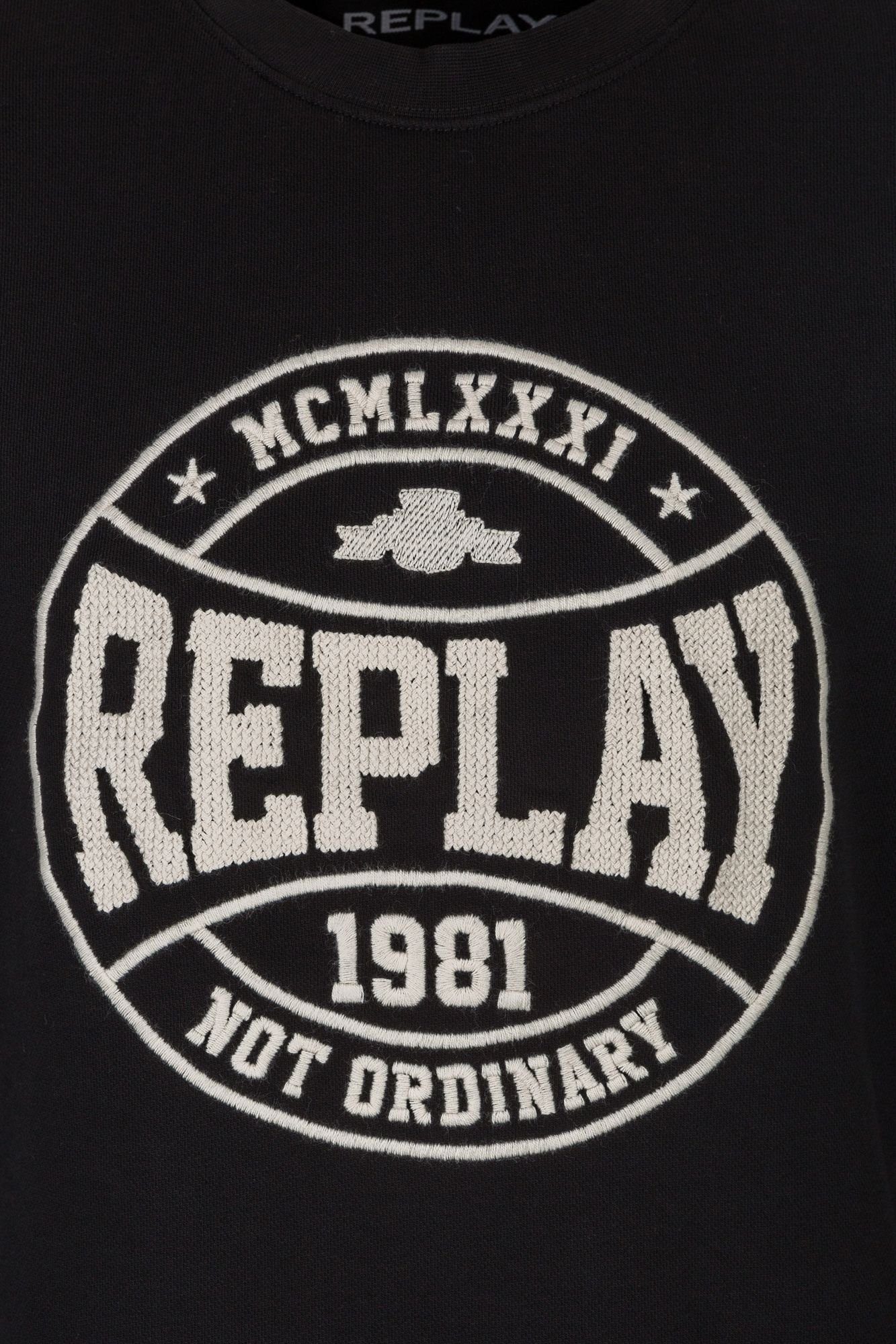 Baumwolle aus Sweatshirt Stickerei College Replay Sweatshirt mit reiner