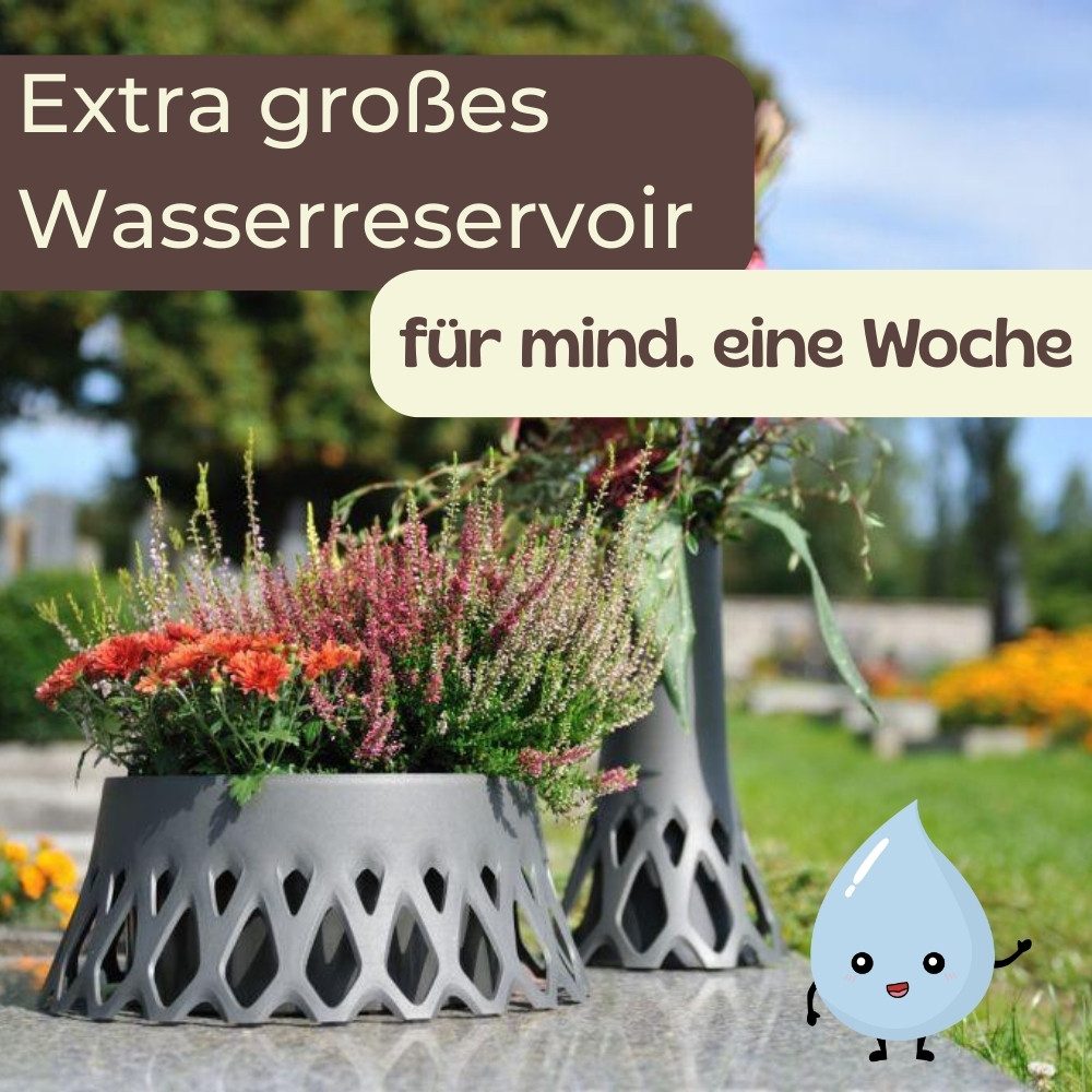 GarPet Pflanzschale Grabschale mit Selbstbewässerung Grabvase mit Wasserspeicher Friedhof – Bild 4 von 5