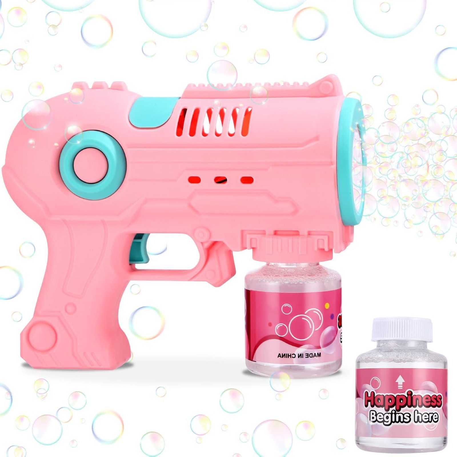 LEAZZLE Seifenblasenpistole Seifenblasenmaschine Kinder, Seifenblasenpistole mit 10 Düsen, 4 AA-Batterien (nicht enthalten),Geburtstag, Ostern,Sommergeschenk