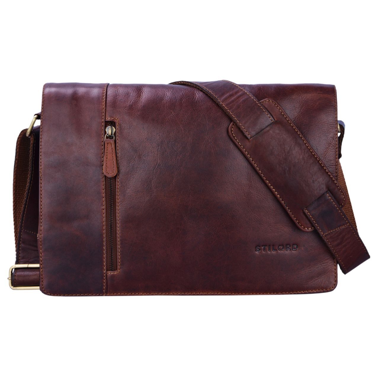 STILORD Schultertasche "Till" Leder Umhängetasche 13 Zoll